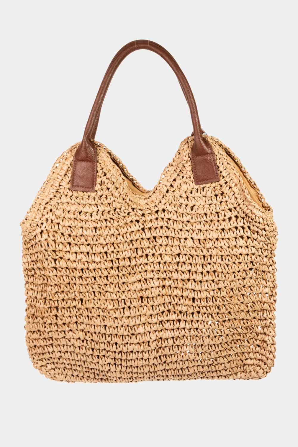 Fame Straw Braided Faux Leather Shoulder Bag with Strap