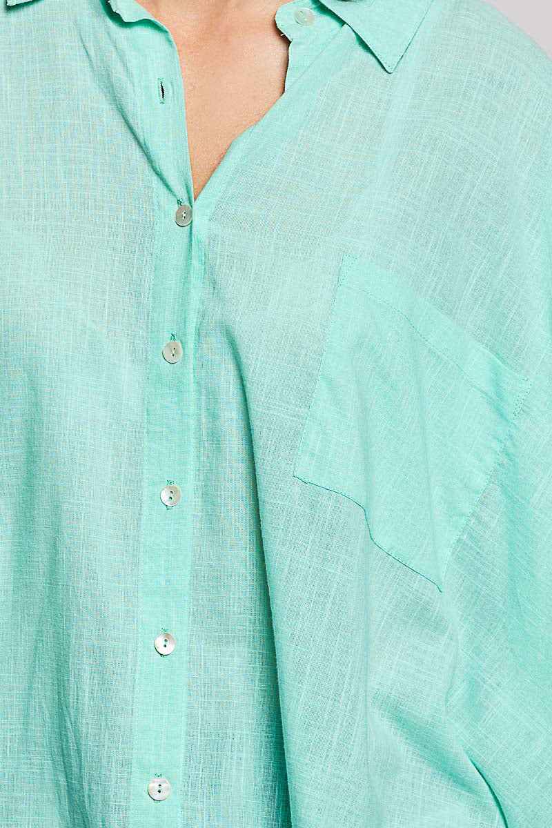 POL Button Down Half Dolman Sleeve Shirt