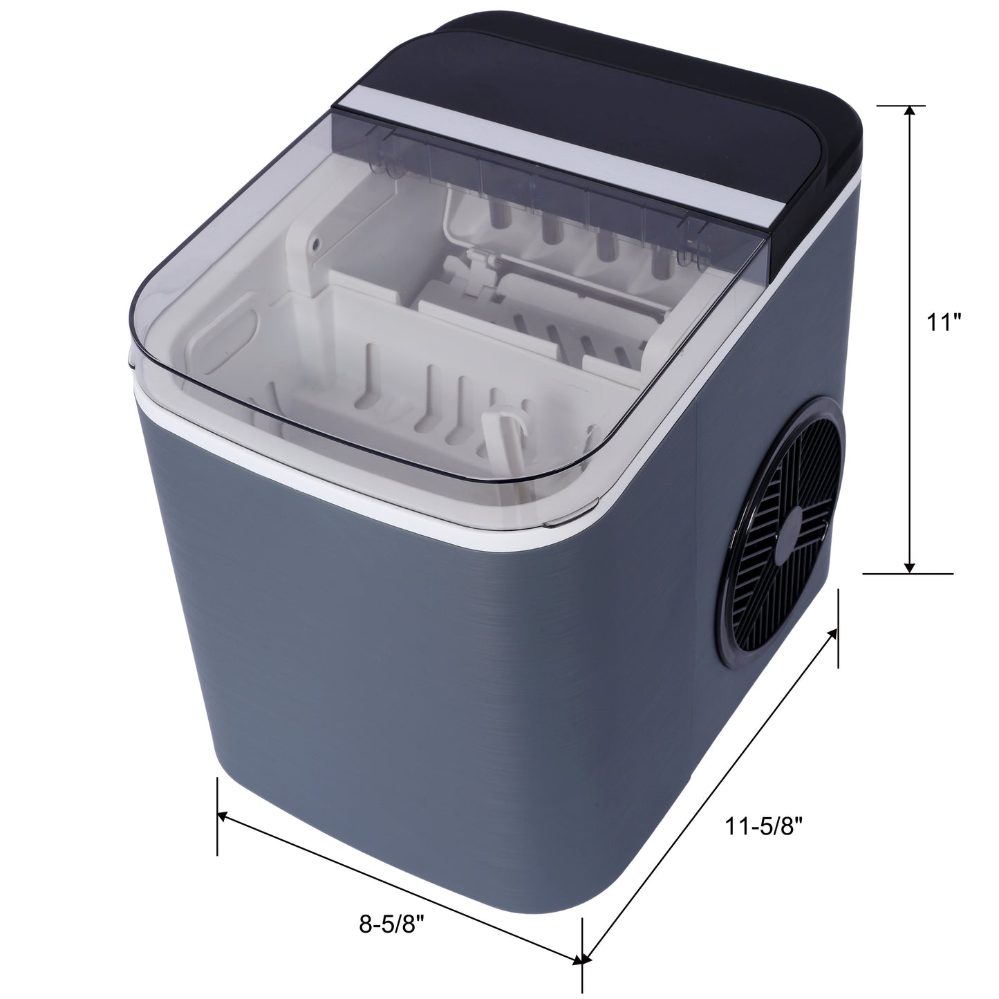 Countertop Ice Maker Portable compact ice machine with transparent lid, ideal for quick ice production.