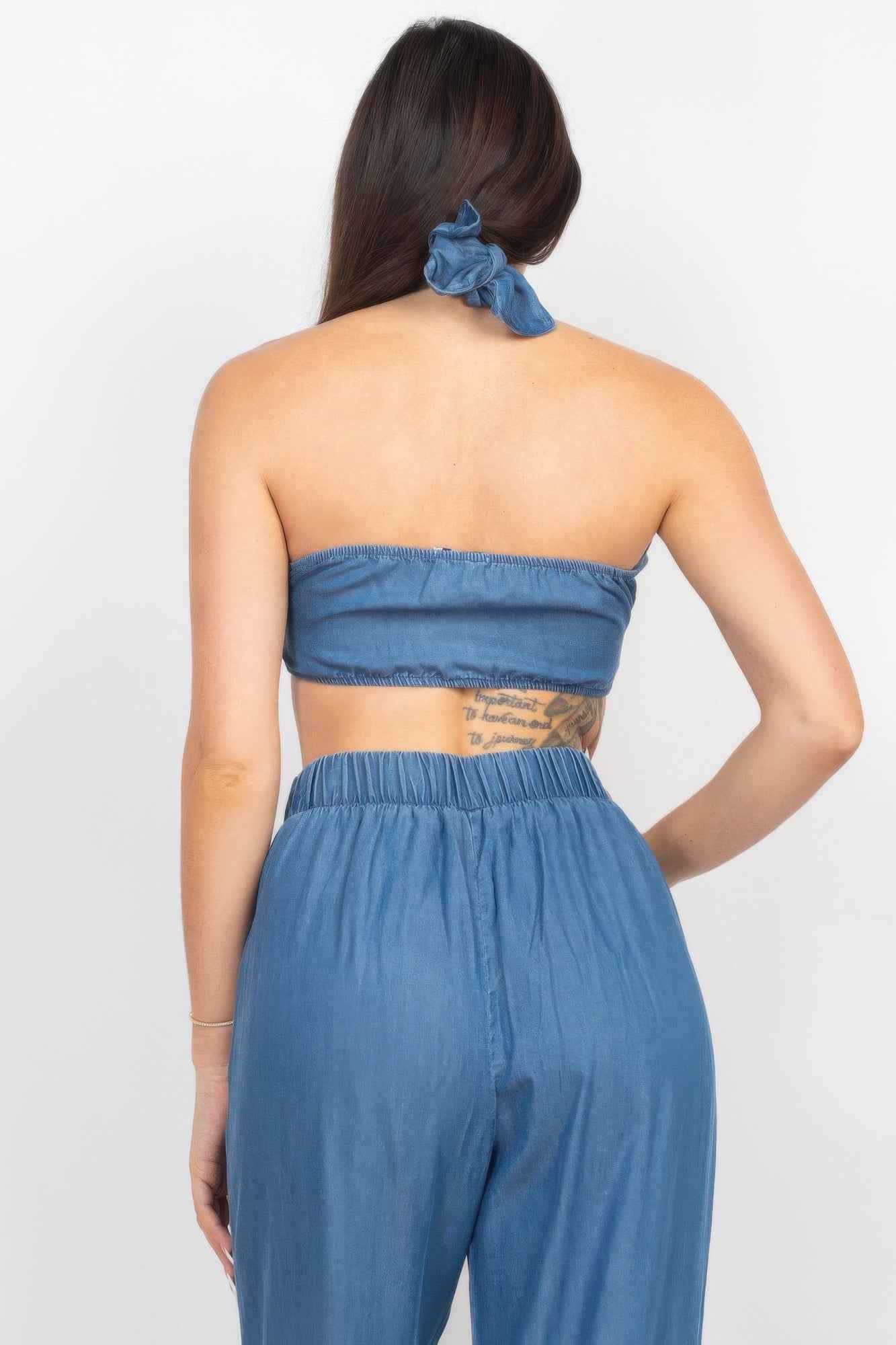 Tube Tied Top & Wide Pants Set