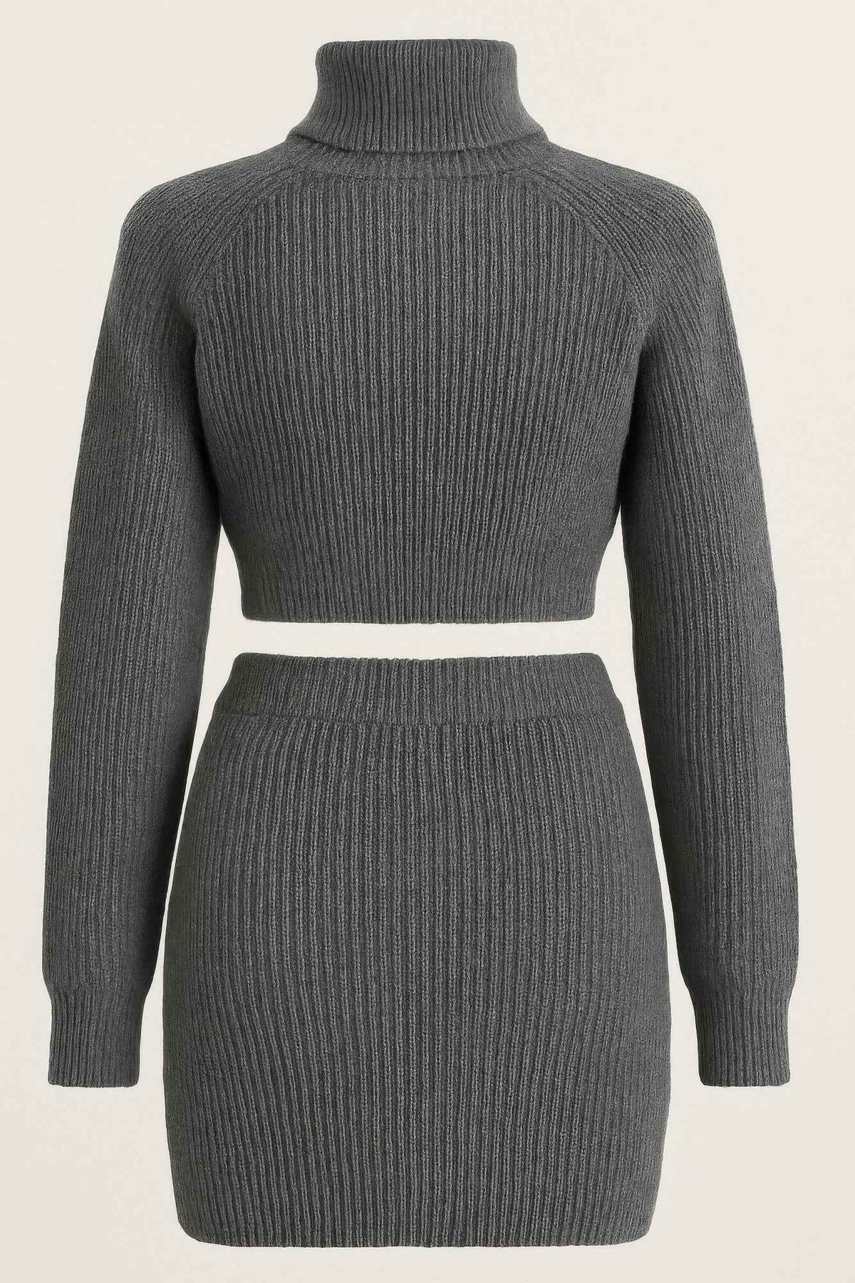 Knit Mock Neck Top And Skirt
