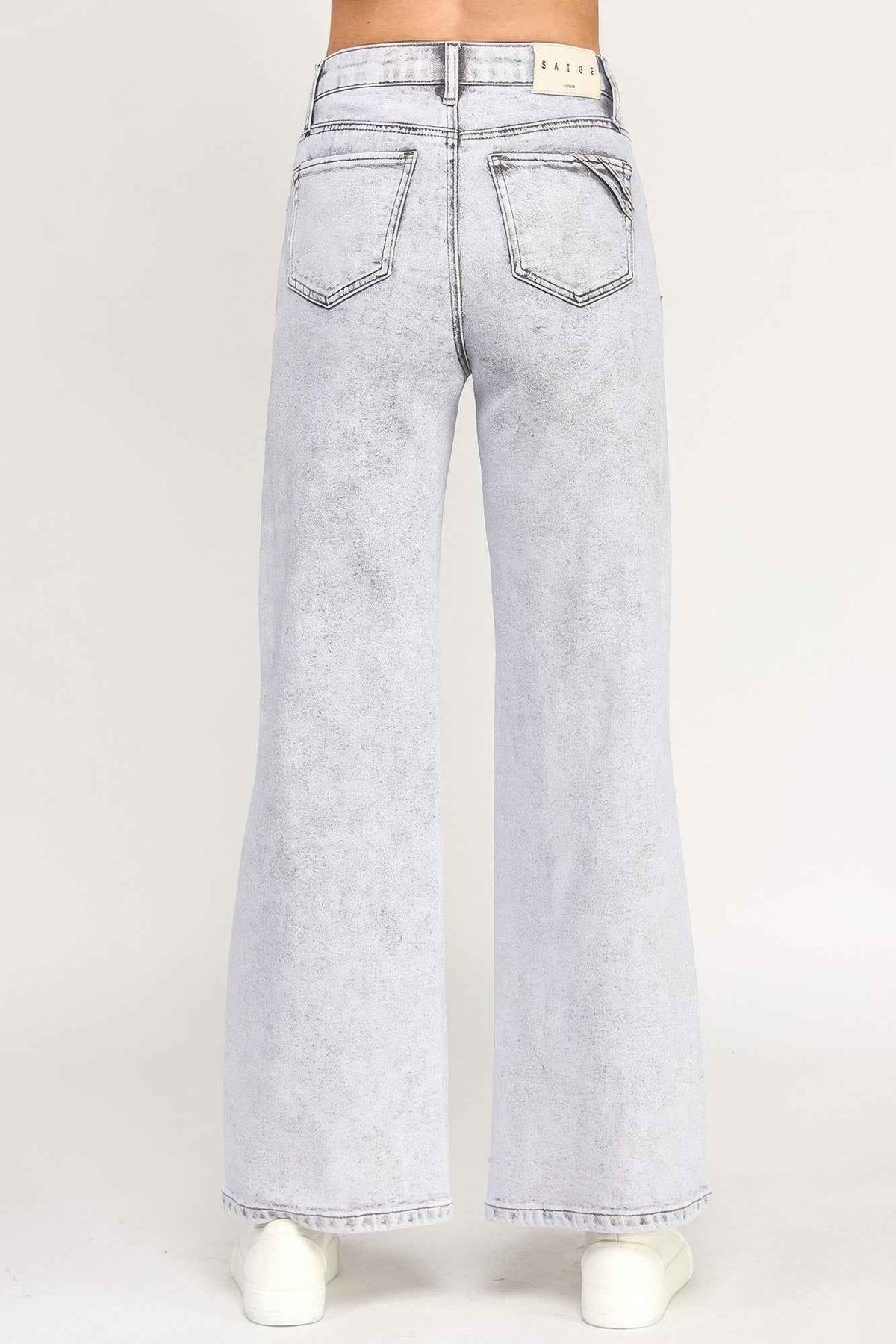 High Rise Wide Leg With Acid Grey
