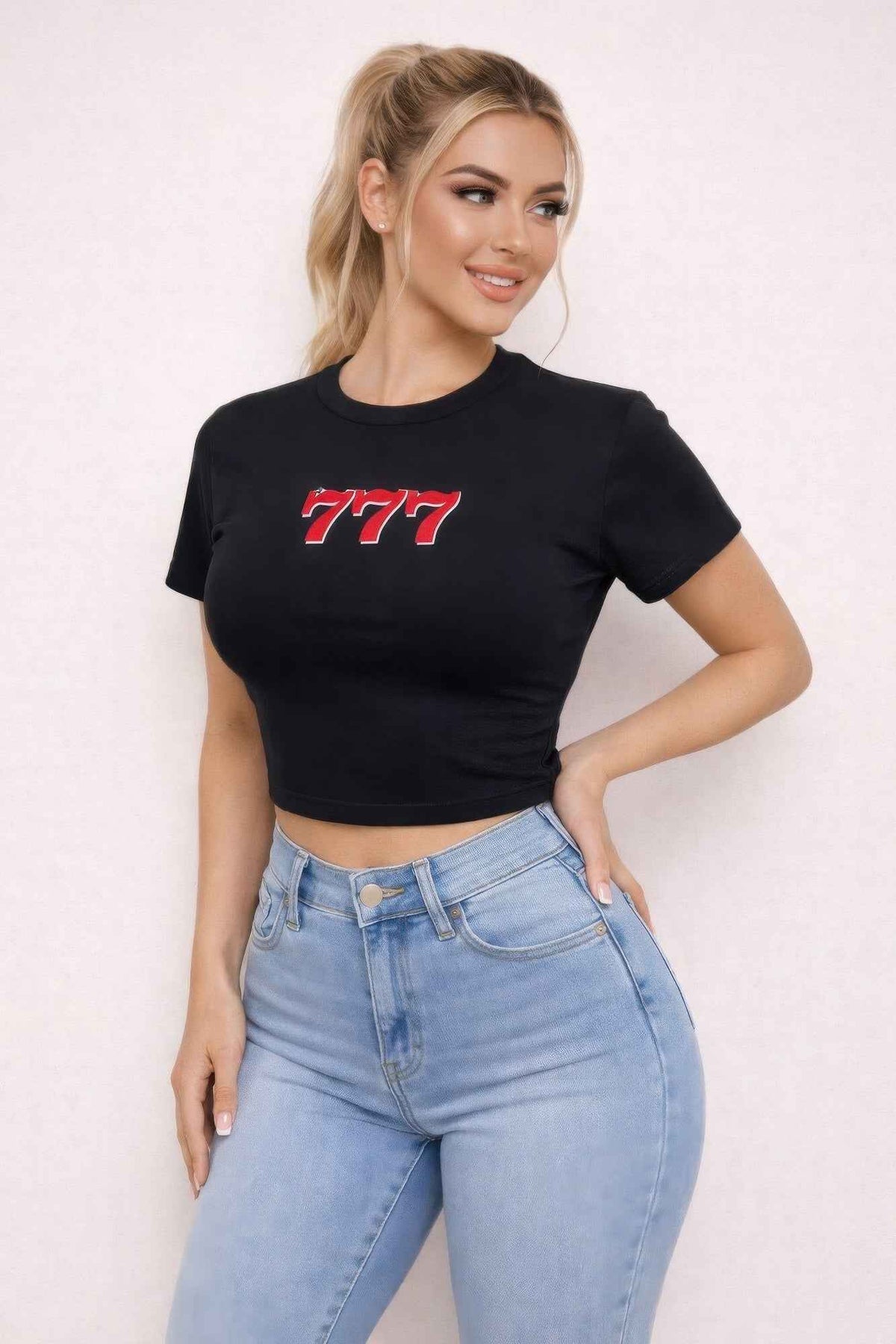 Lucky Sevens Cropped Graphic Tee
