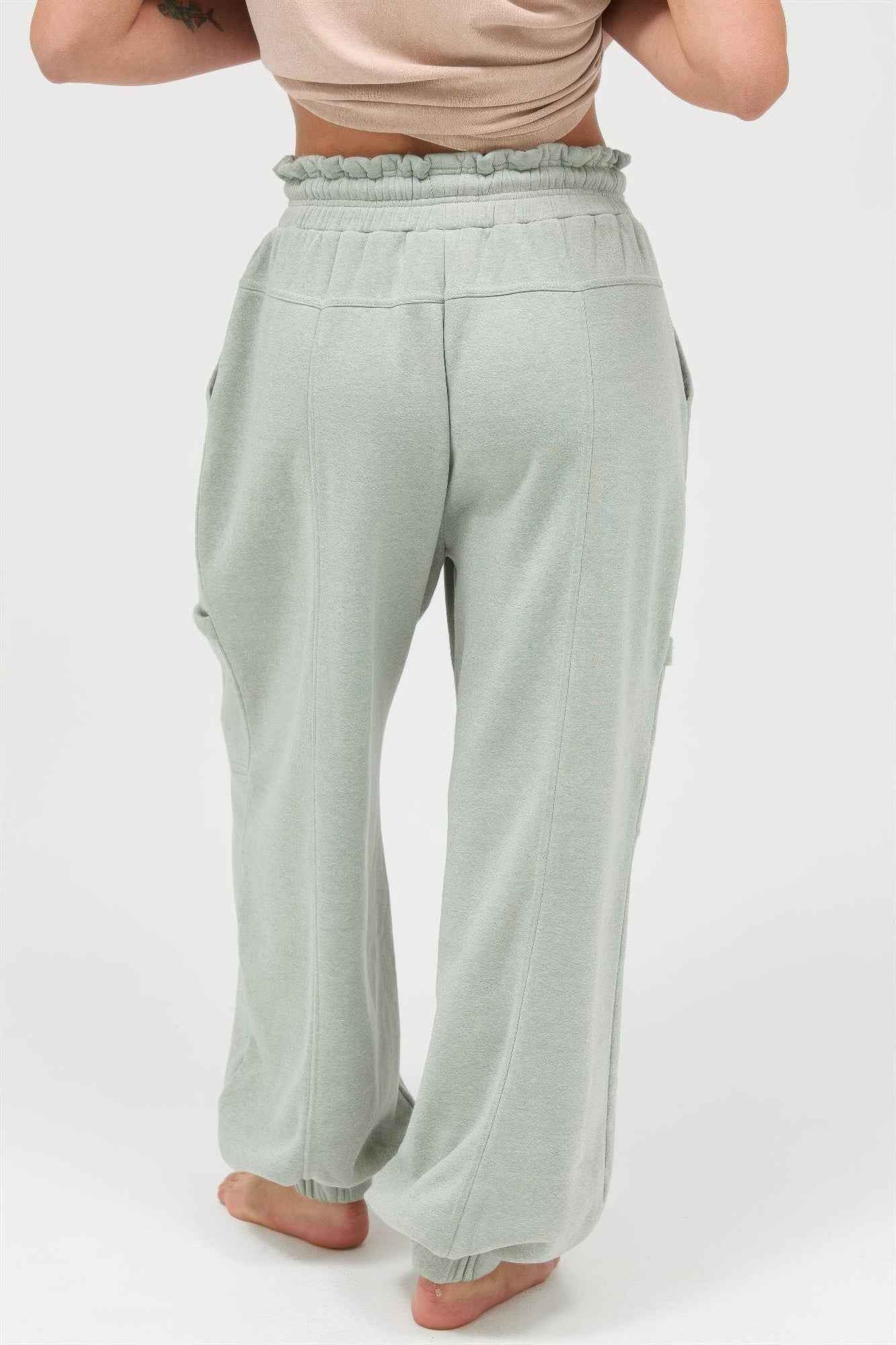 Ruffle Waist Burnout Jogger Pants