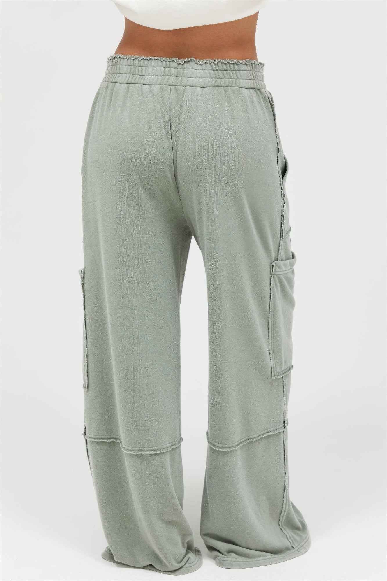 Mineral Wash Wide Leg Cargo Pants