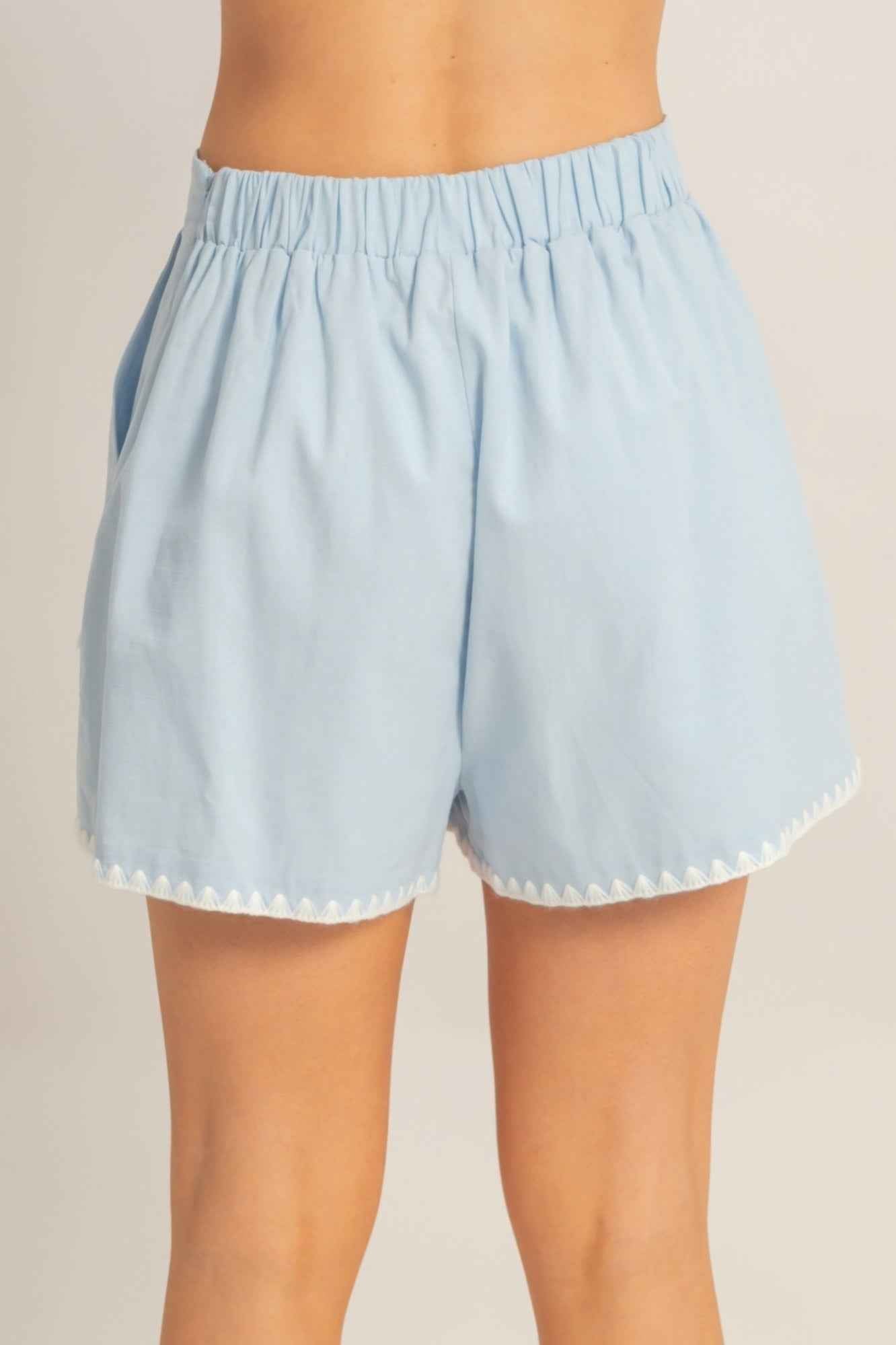 Scallop Trim High-waisted Shorts