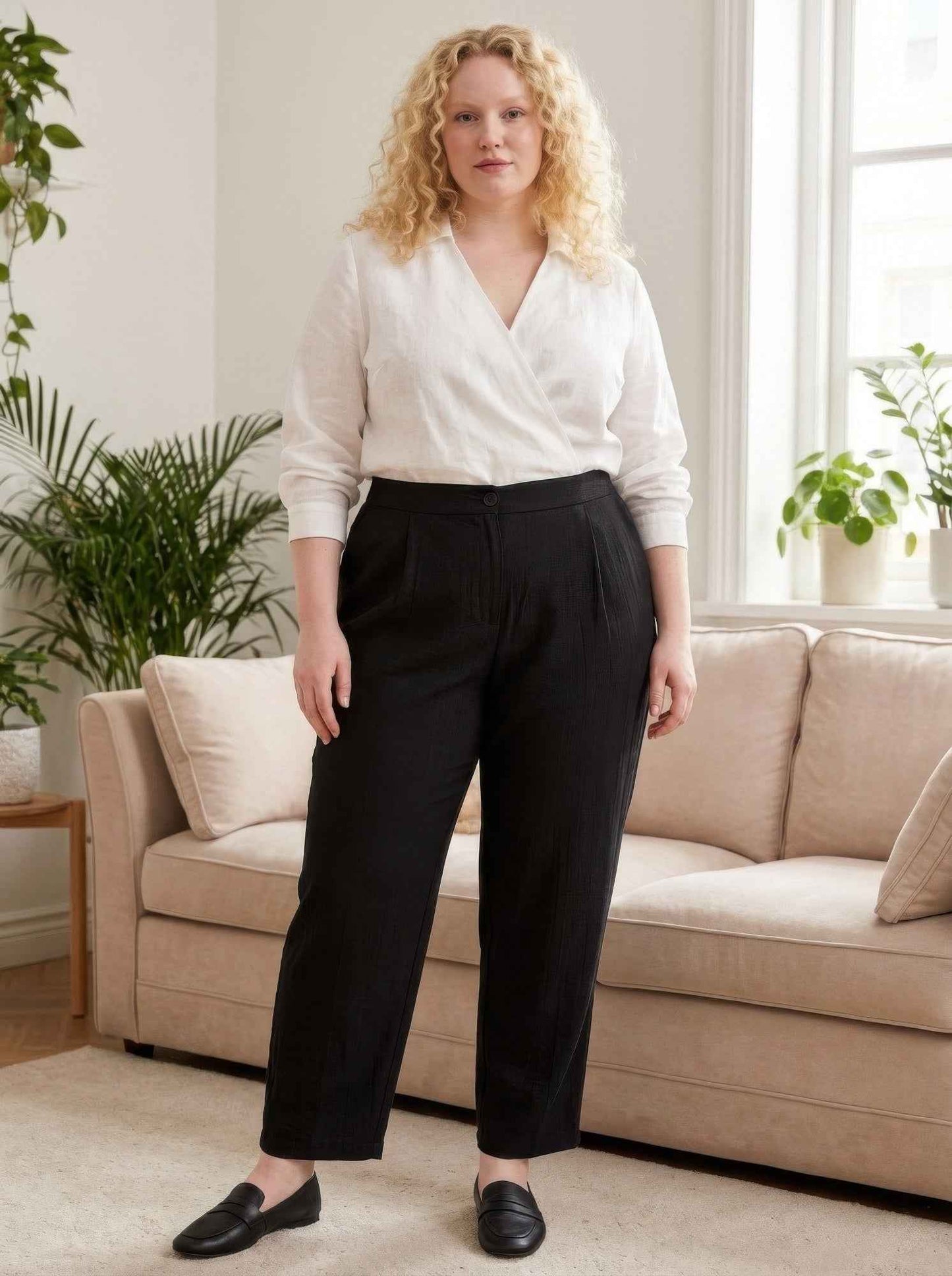 High-rise Linen-blend Straight Leg Pants