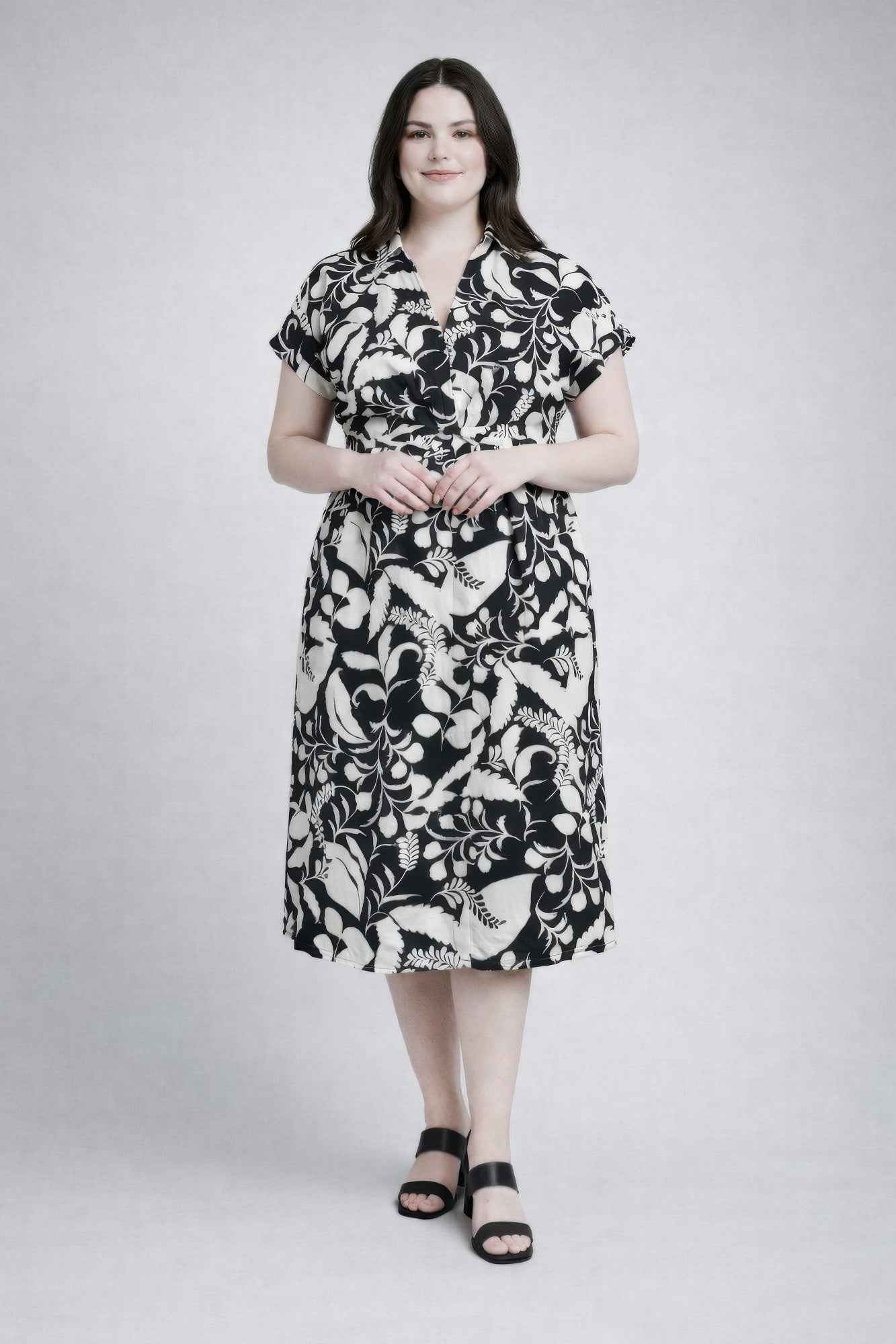 Floral Print Wrap Tie Midi Dress