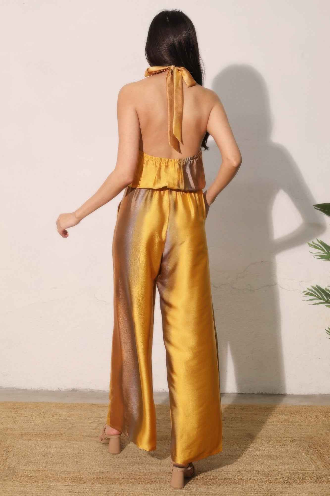Ombre Satin Convertible Halter Jumpsuit