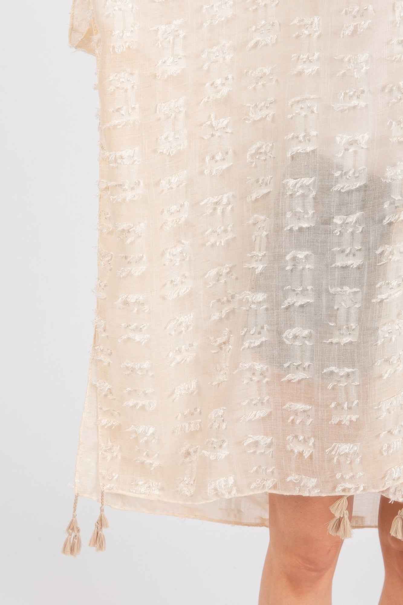 Distressed Pattern Tassel Kimono