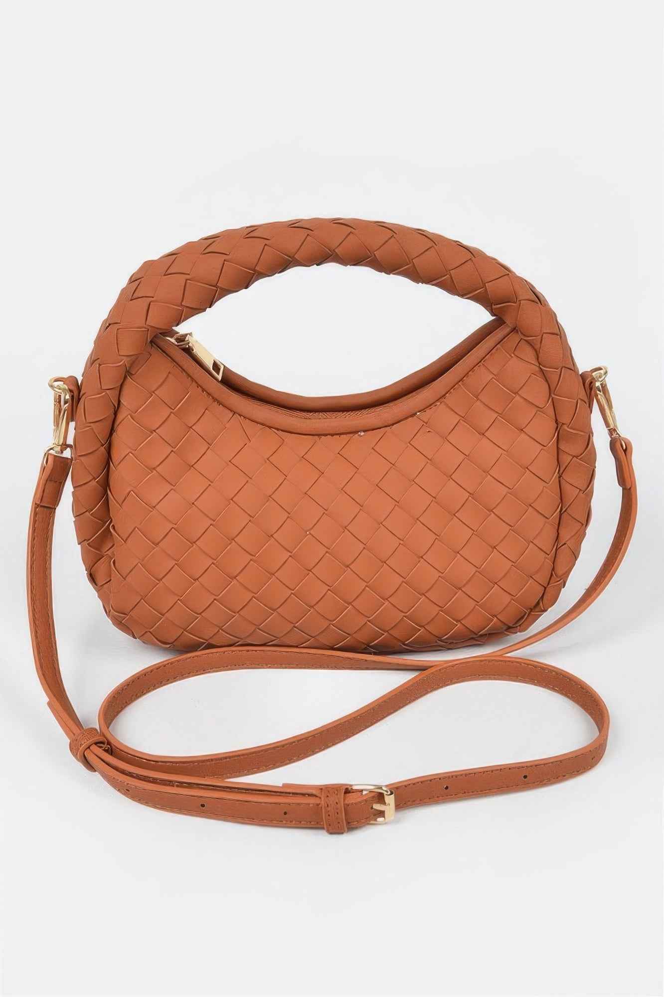 Faux Leather Braided Hobo Clutch