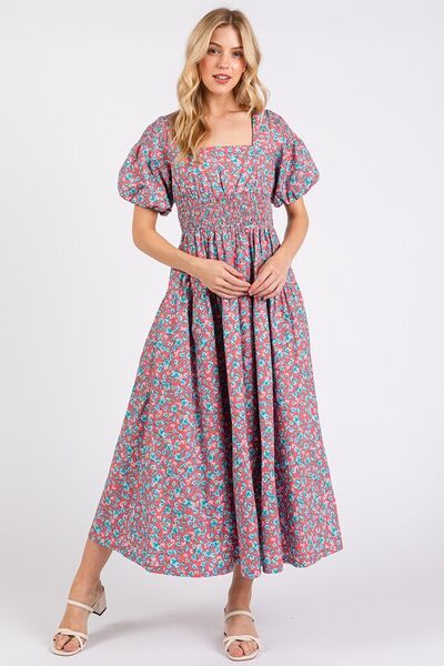 Mittoshop Ruffled Smocked Floral Halter Neck Maxi Dress