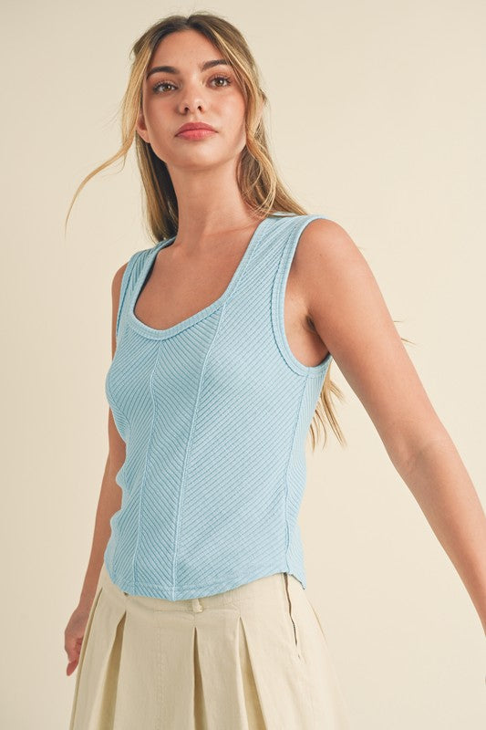 Aemi + Co Exposed Seam Round Neck Short Sleeve T-Shirt
