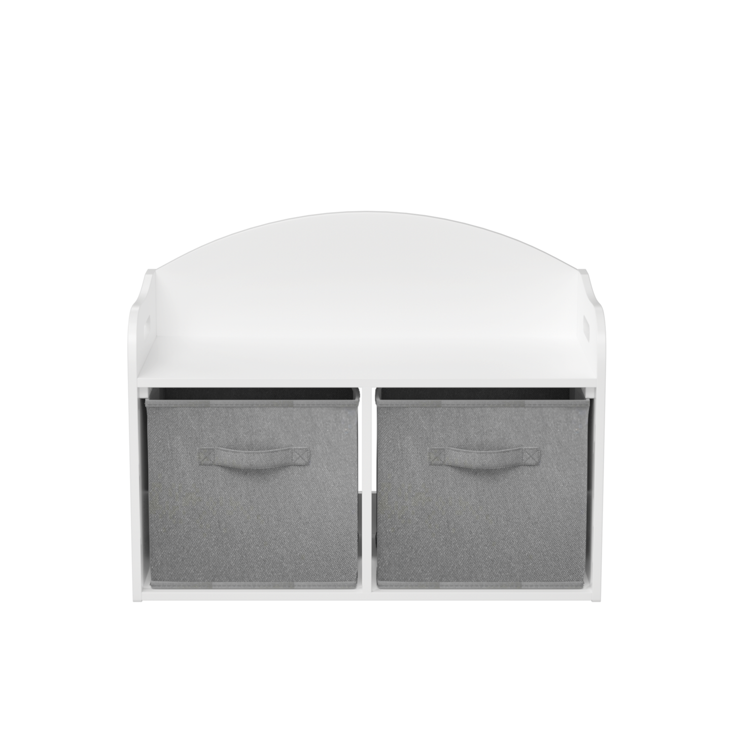 Kids Wooden Toy Box Bench with Collapsible Fabric Drawers, White MDF Storage Cabinet Organizer, 24.6 x 11.8 x 19.1 inches