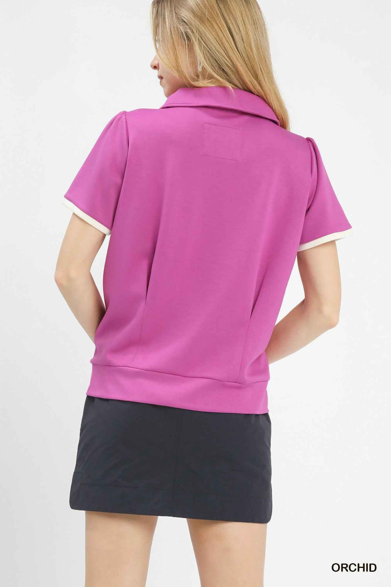 Umgee Luxe Knit V-Neck Short Sleeve Top