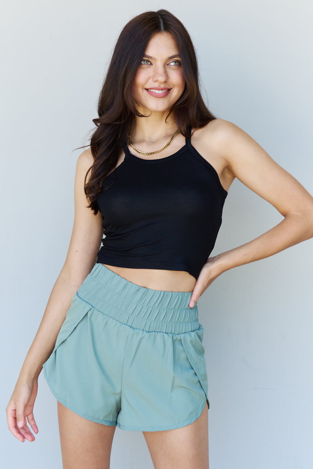 Ninexis Everyday Staple Black Ribbed Tank Top - Soft Modal Short Strap Ribbed Design