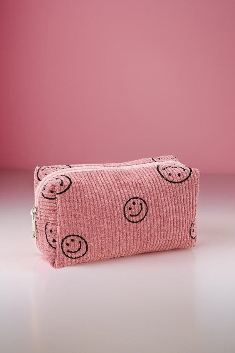 Zenana Smiley Face Corduroy Cosmetic Pouch