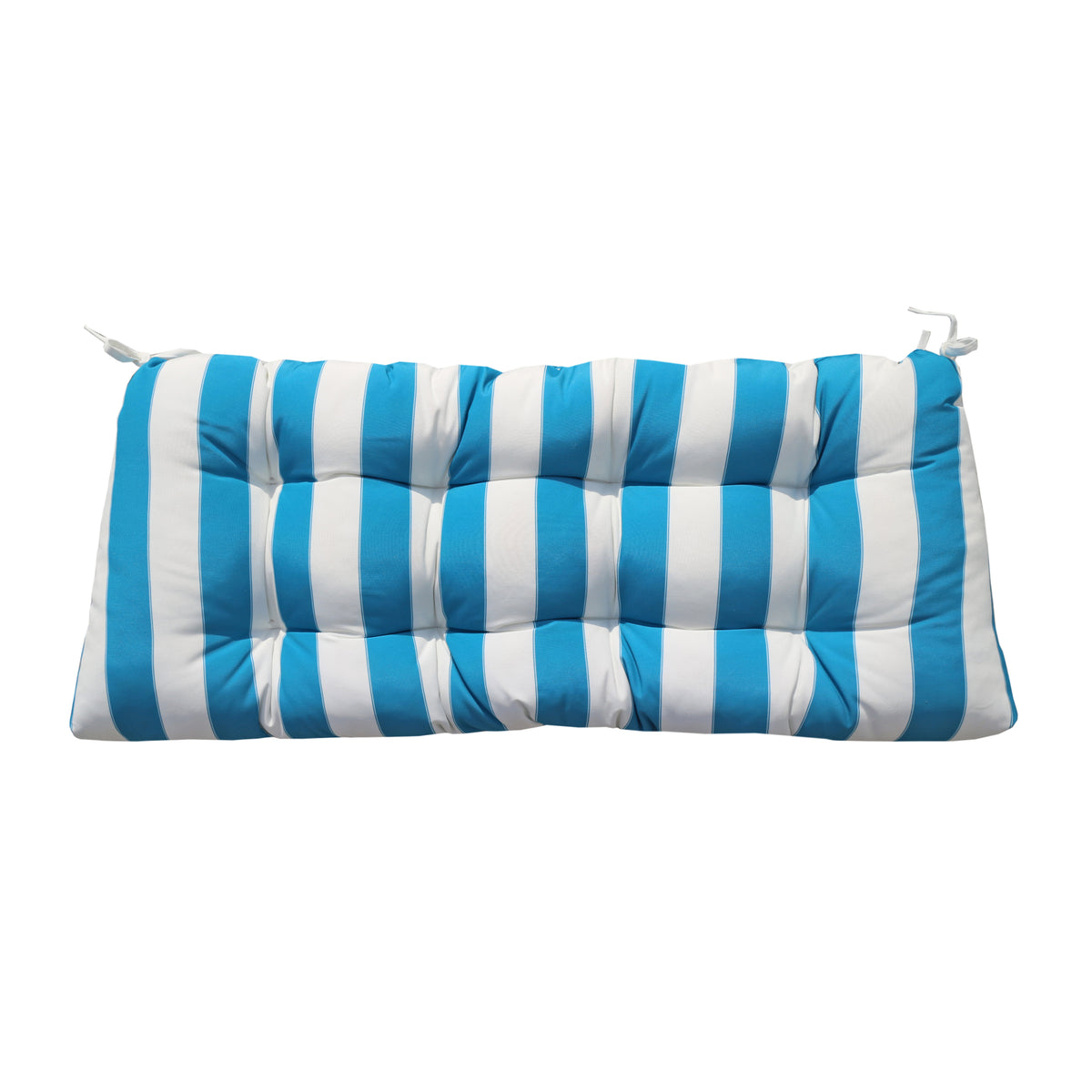 Aqua Outdoor Bench Cushions with Weather-Resistant Polyester Fabric, High-Density Filling, and Tie-Down Straps