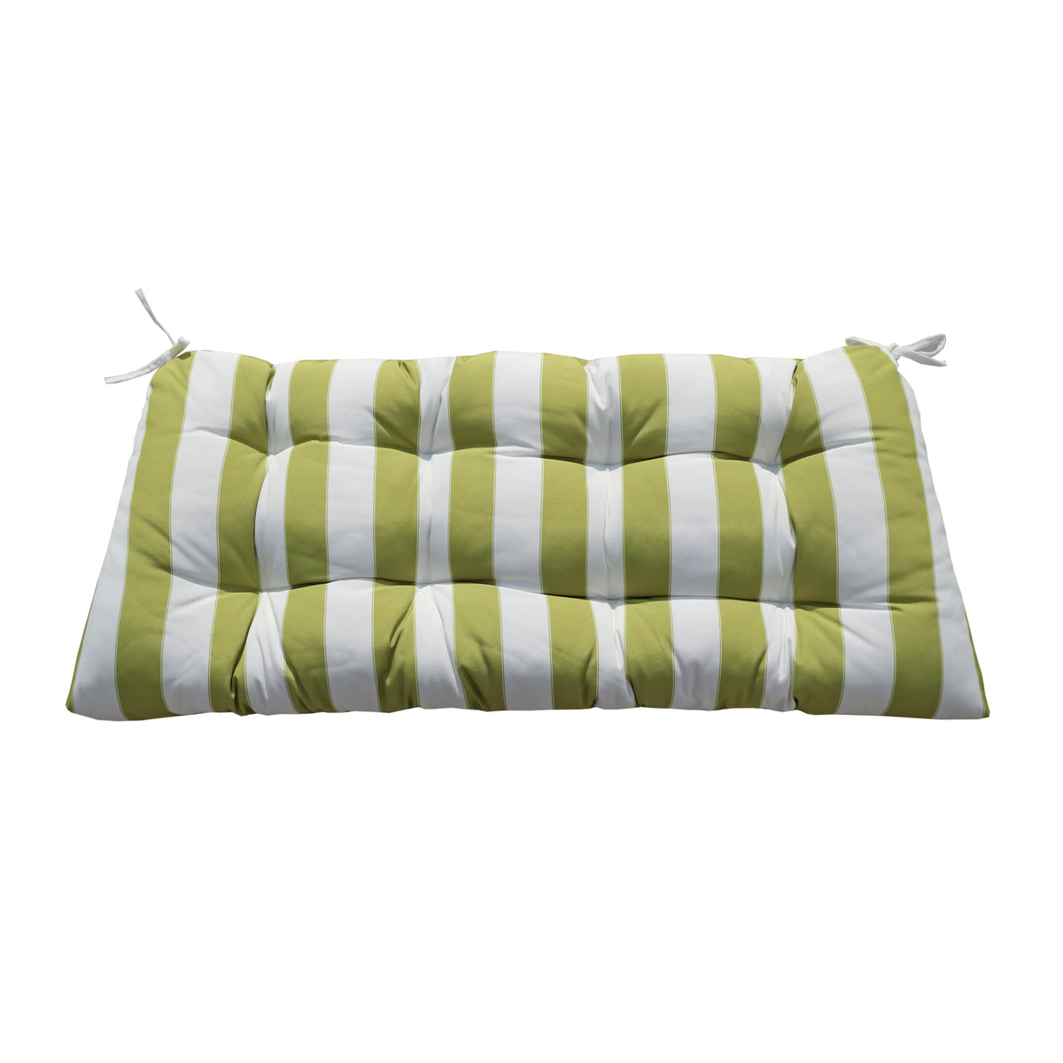 Lime White Outdoor Bench Cushions with Weather-Resistant Polyester Fabric, High-Density Filling, and Secure Tie-Down Straps
