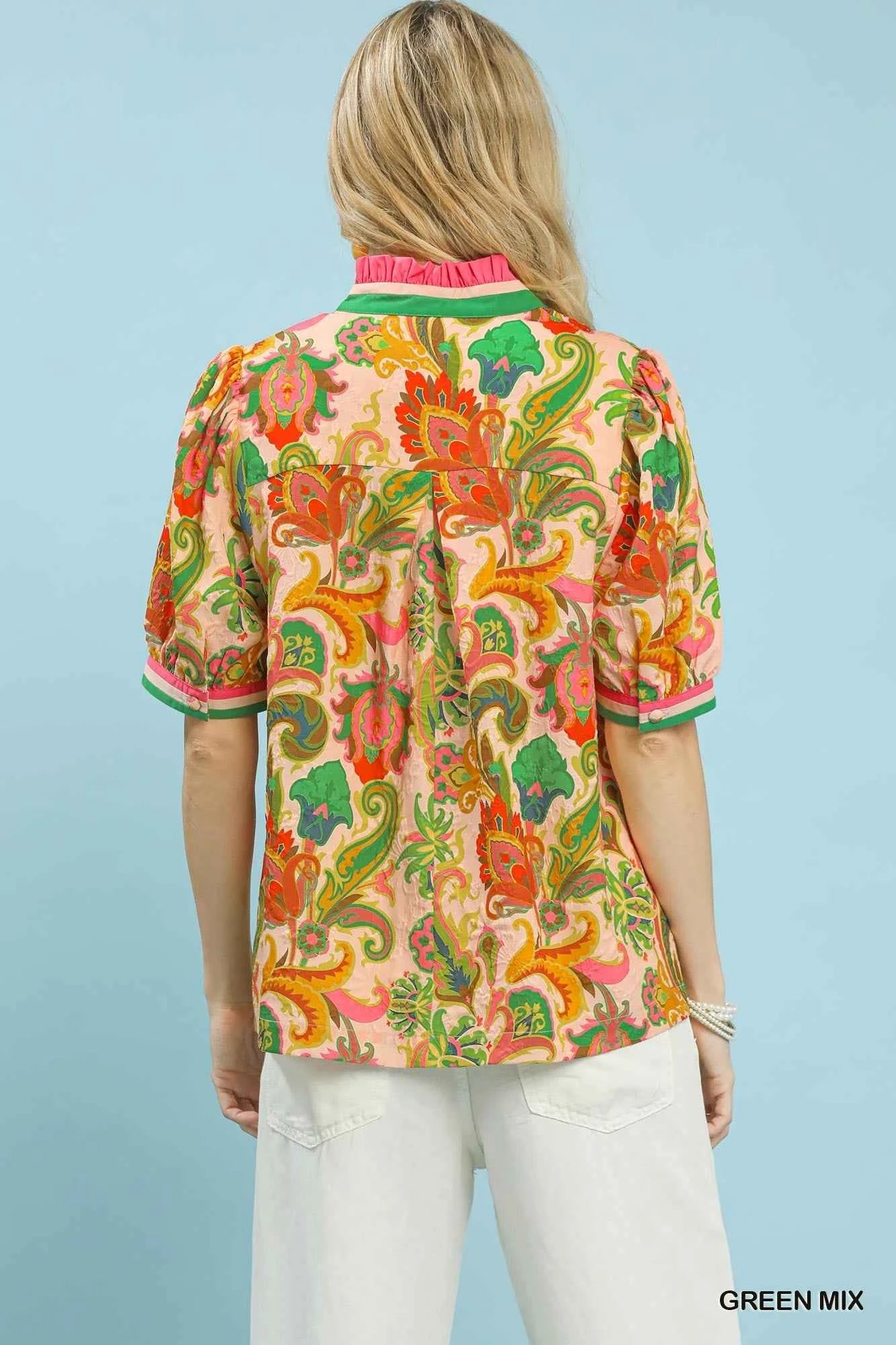 Umgee Jacquard Abstract Print Top