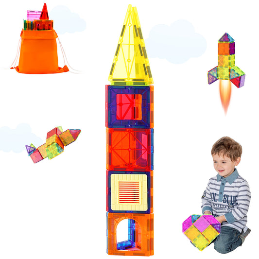 Magnetic Tiles Magnetic Building Toy 55 PCS Magnet Blocks for Kids 3D Set
