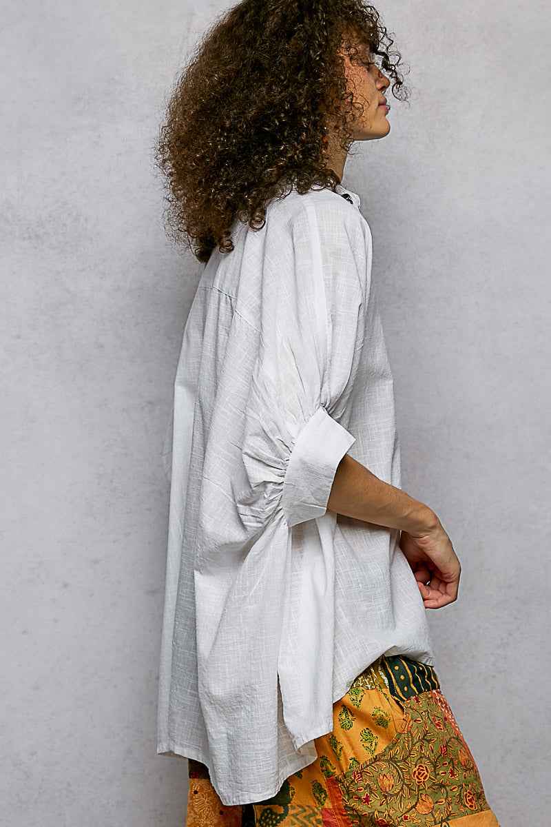 POL Button Down Half Dolman Sleeve Shirt