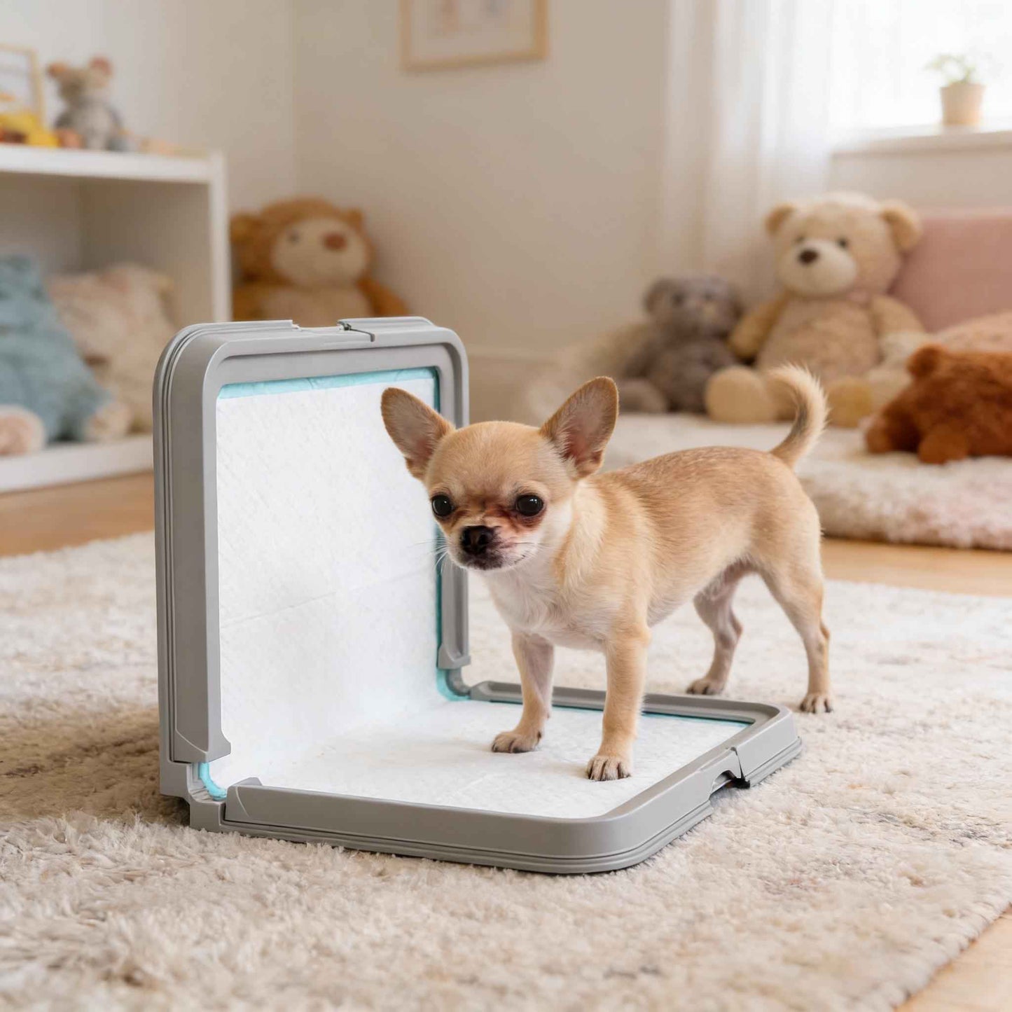 Innovative Dual-Mode Design Pet Toilet,Foldable Dog Litter Box with 3 Disposable Pads,Pee Pad Holder