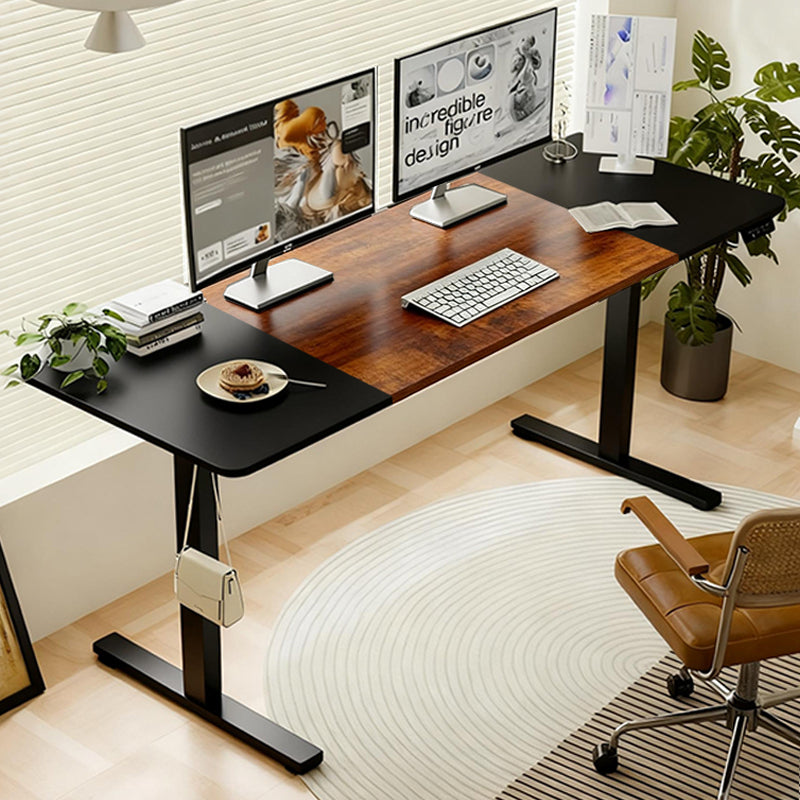 55'×24' Black&Rustic brown Electric Standing Desk Height Adjustable Desk for Home and Office Computer Table Gaming Desk Modern  Lift-up Desk