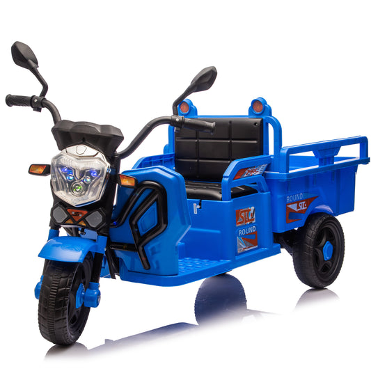 12V Kids Electric 3-Wheel Cargo Truck,2WD,Anti-Slip Wheels,Long Battery Life,Large Storage Space,Extra Wide Seat with LED Lights & Music,Stable Electric Trike for Toddlers,Recommended age: 3-6