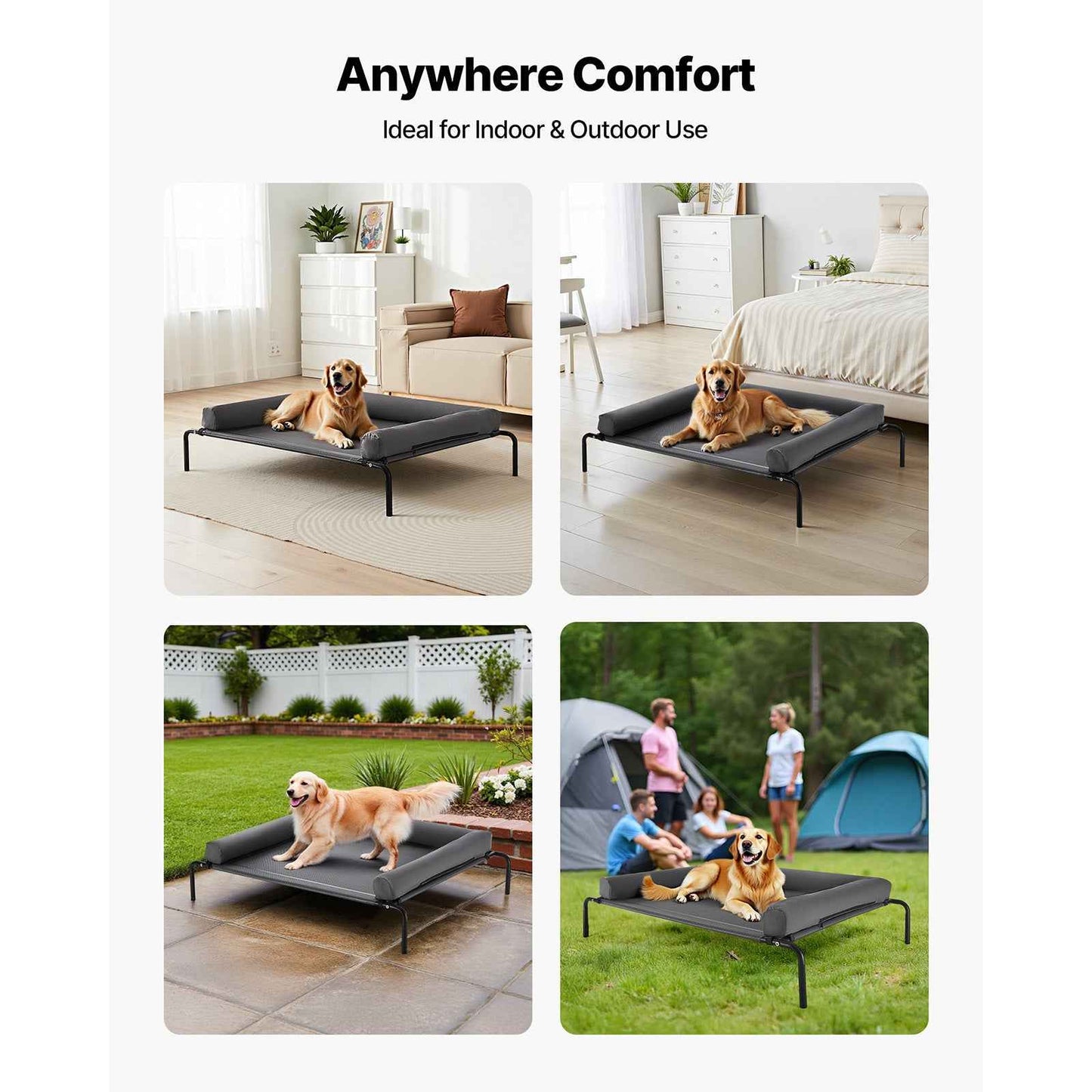 Elevated Dog Bed for Large Dog Portable Raised Dog Cot with Pillow XL Gray