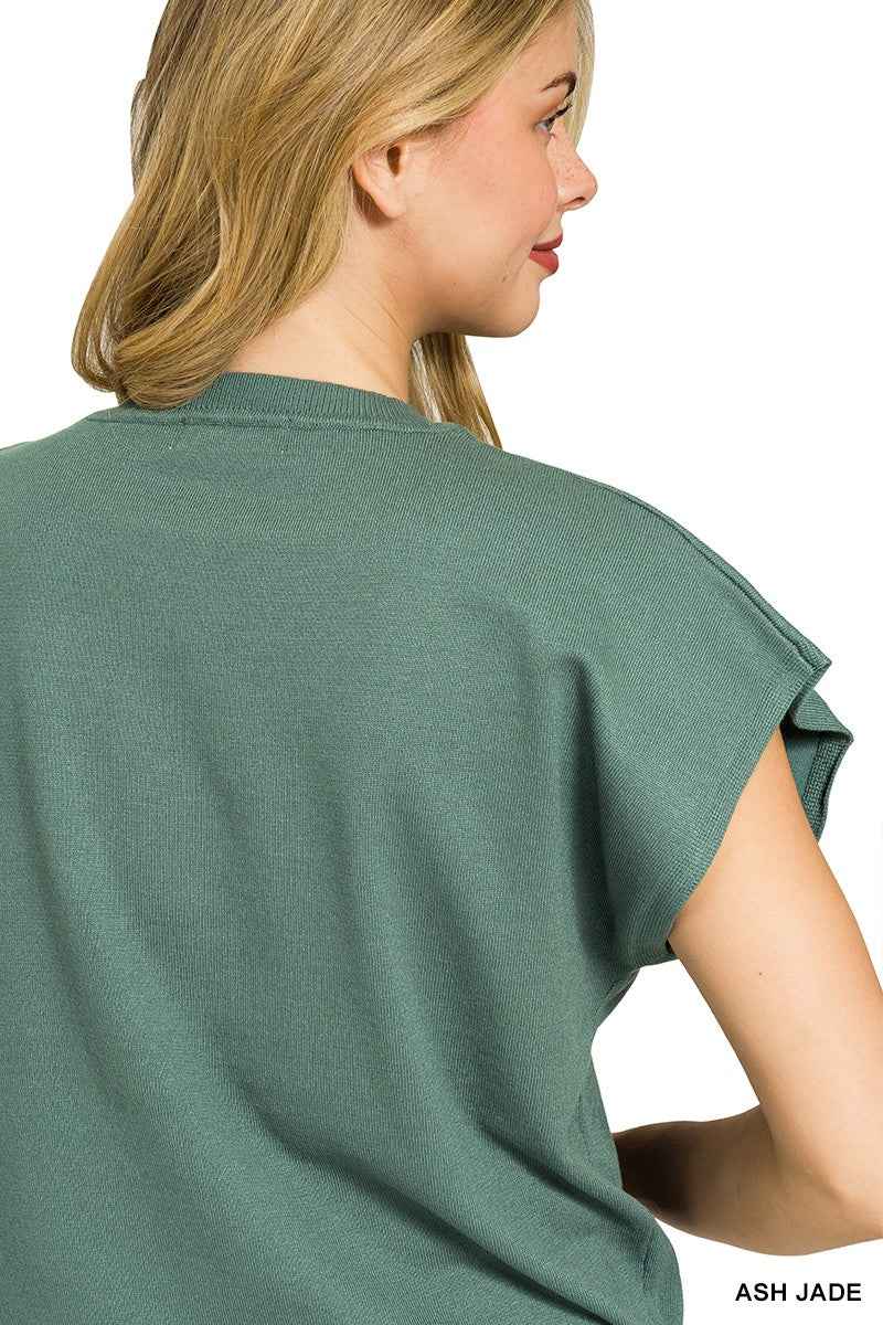 Zenana Viscose Round-neck Short Sleeve Sweater