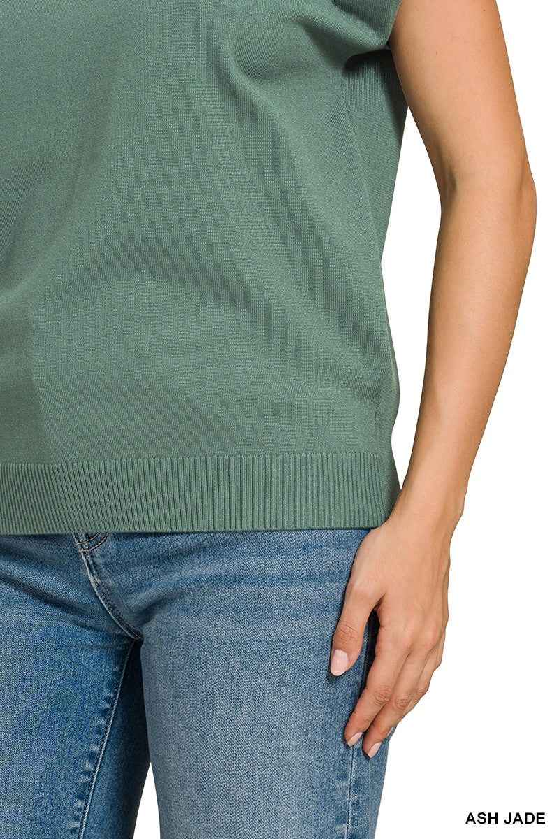 Zenana Viscose Round-neck Short Sleeve Sweater