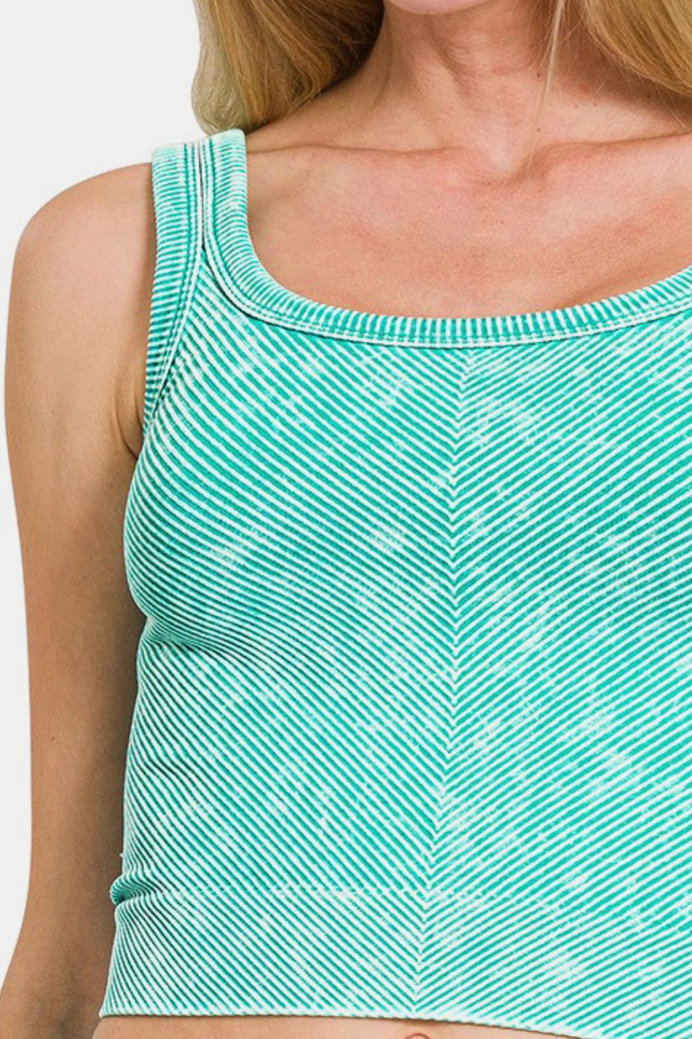 Zenana Washed Ribbed Scoop Neck Wide Strap Tank