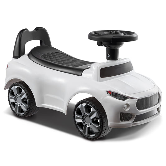 Ride On Push Car for Toddlers, Ages 1-3, Ride Racer, Sit to Stand Toddler Ride On Toy, Classic Kids Ride On Car with Music Steering Wheel & Under Seat Storage, Ride On Toy for Boys Girls, White