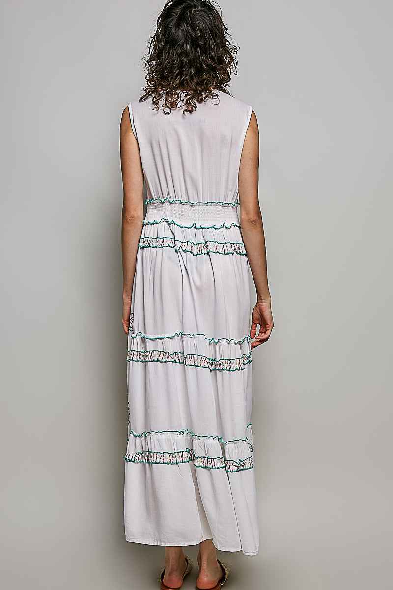 POL Floral Printed Sleeveless Tiered Dress with Smocked Waistband
