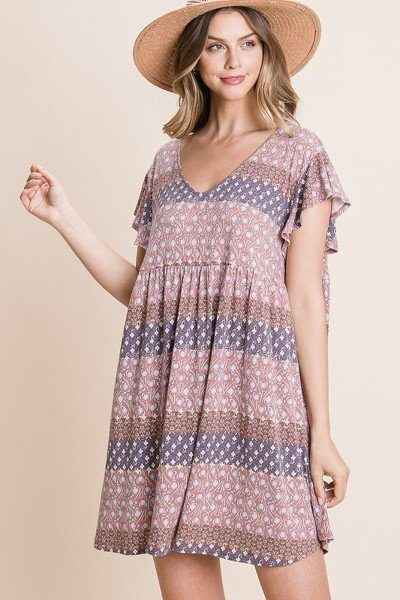 Cute And Flirty Floral Printed Babydoll Mini Dress