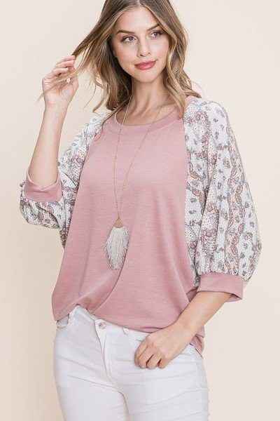 Solid French Terry Fashion Top