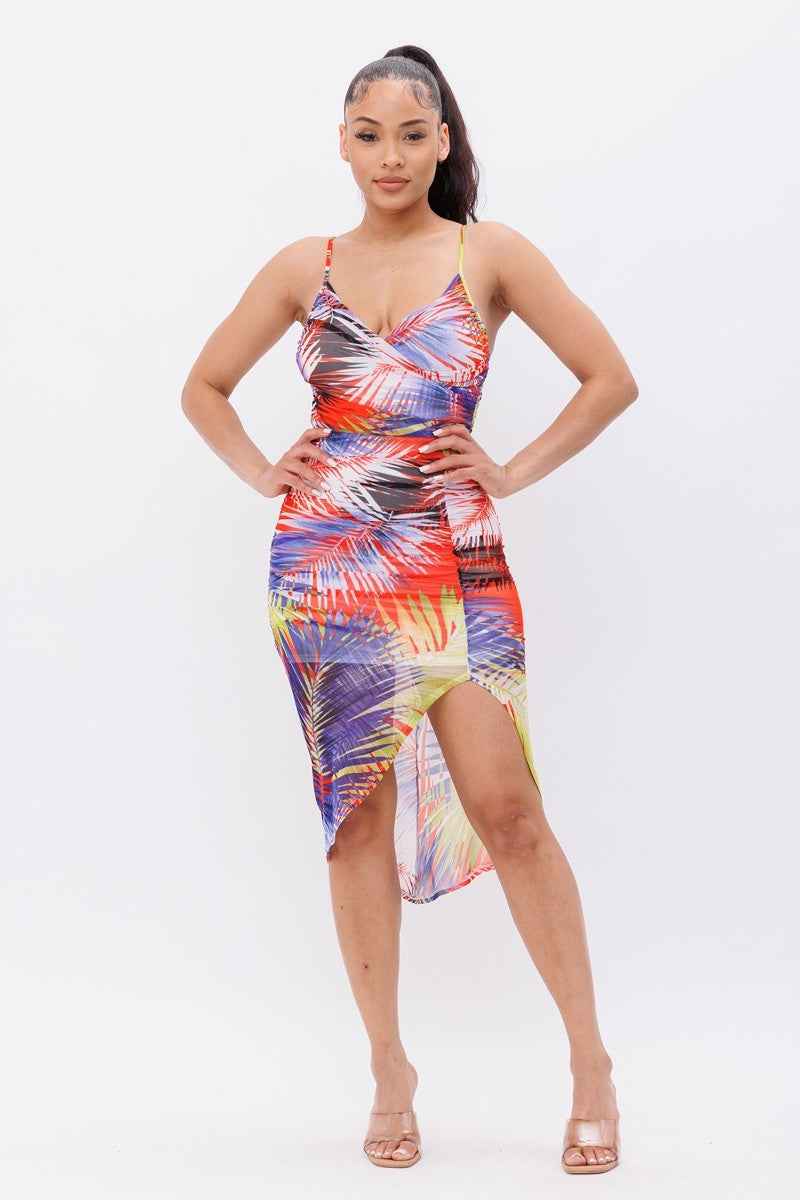 Printed Mesh Dress