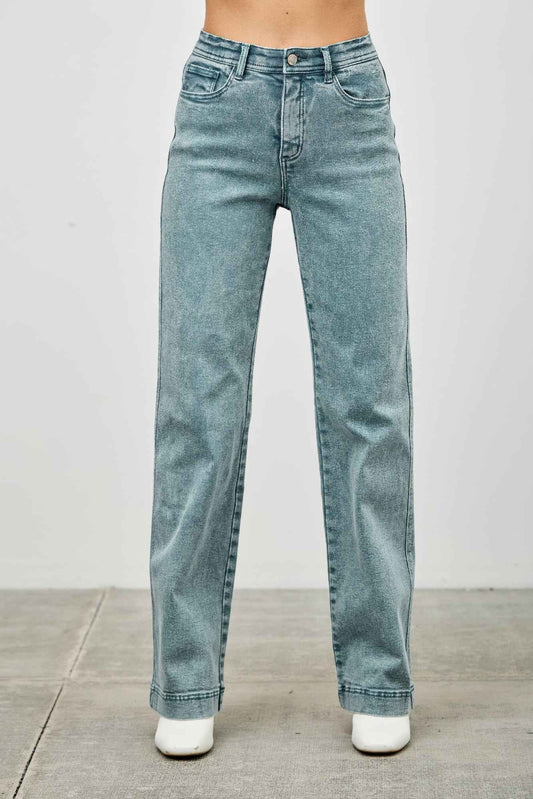 High Rise Slim Wide Straight