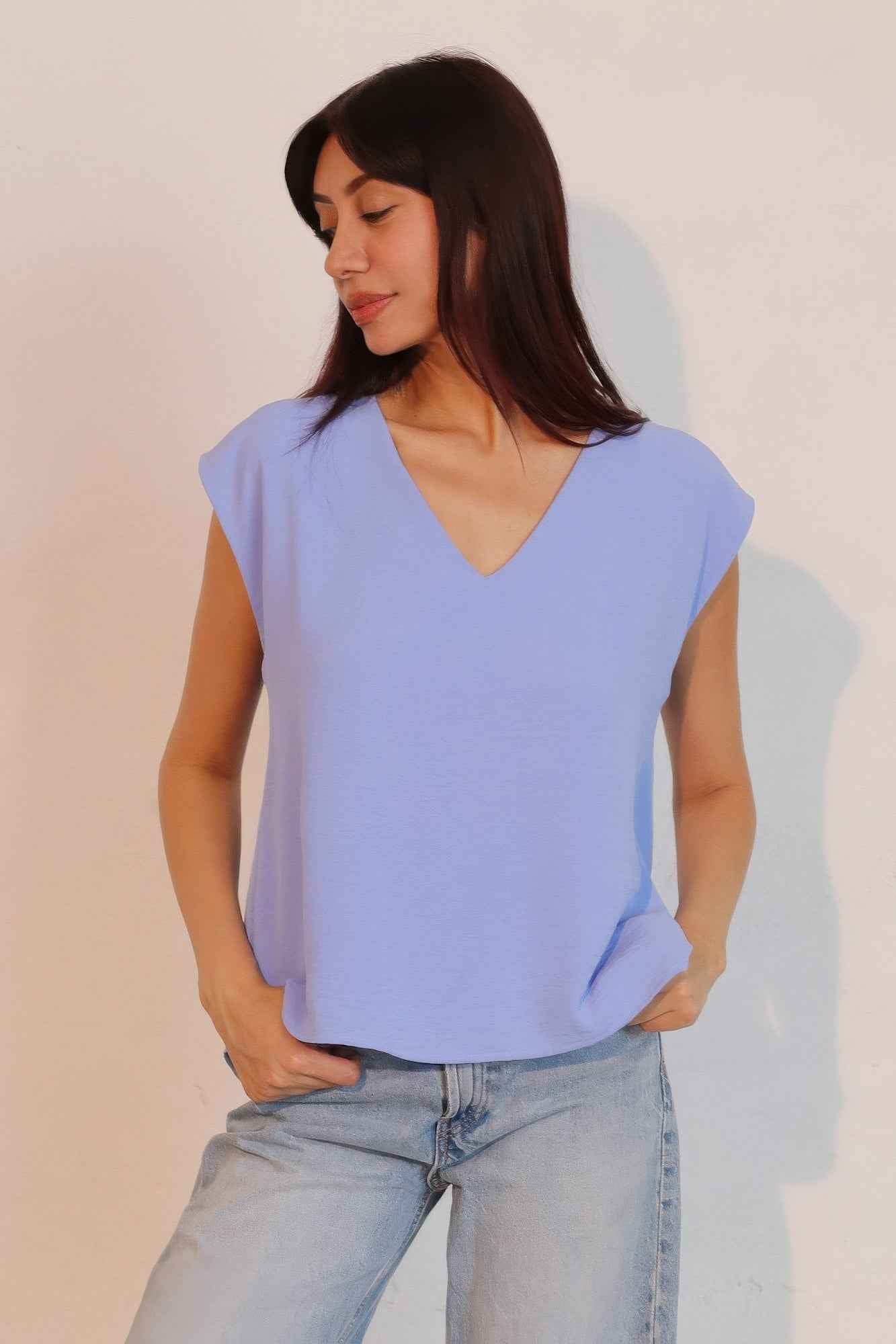 Matte Crepe Low Back Loose Top