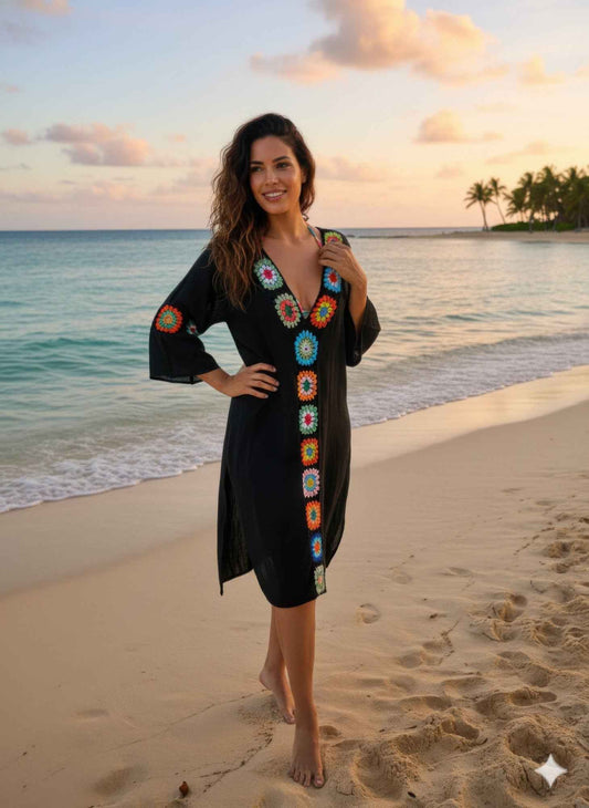 Linnen Crochet Maxi Dress