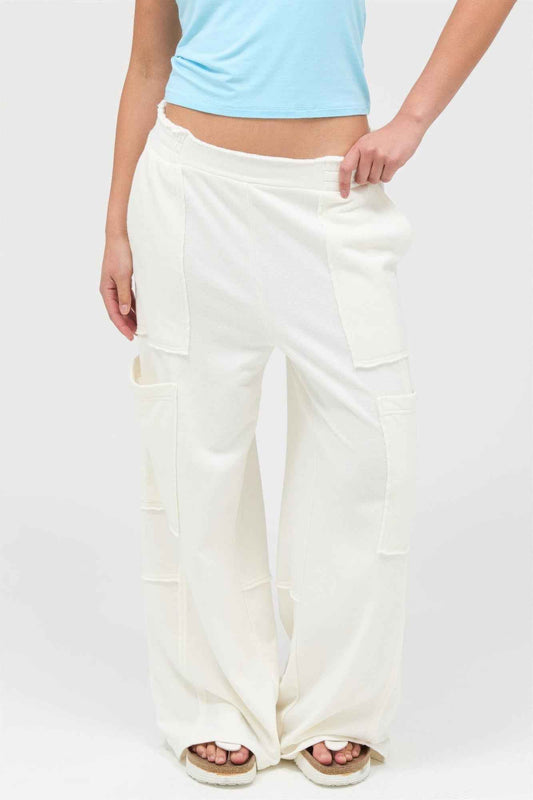 Mineral Wash Wide Leg Cargo Pants