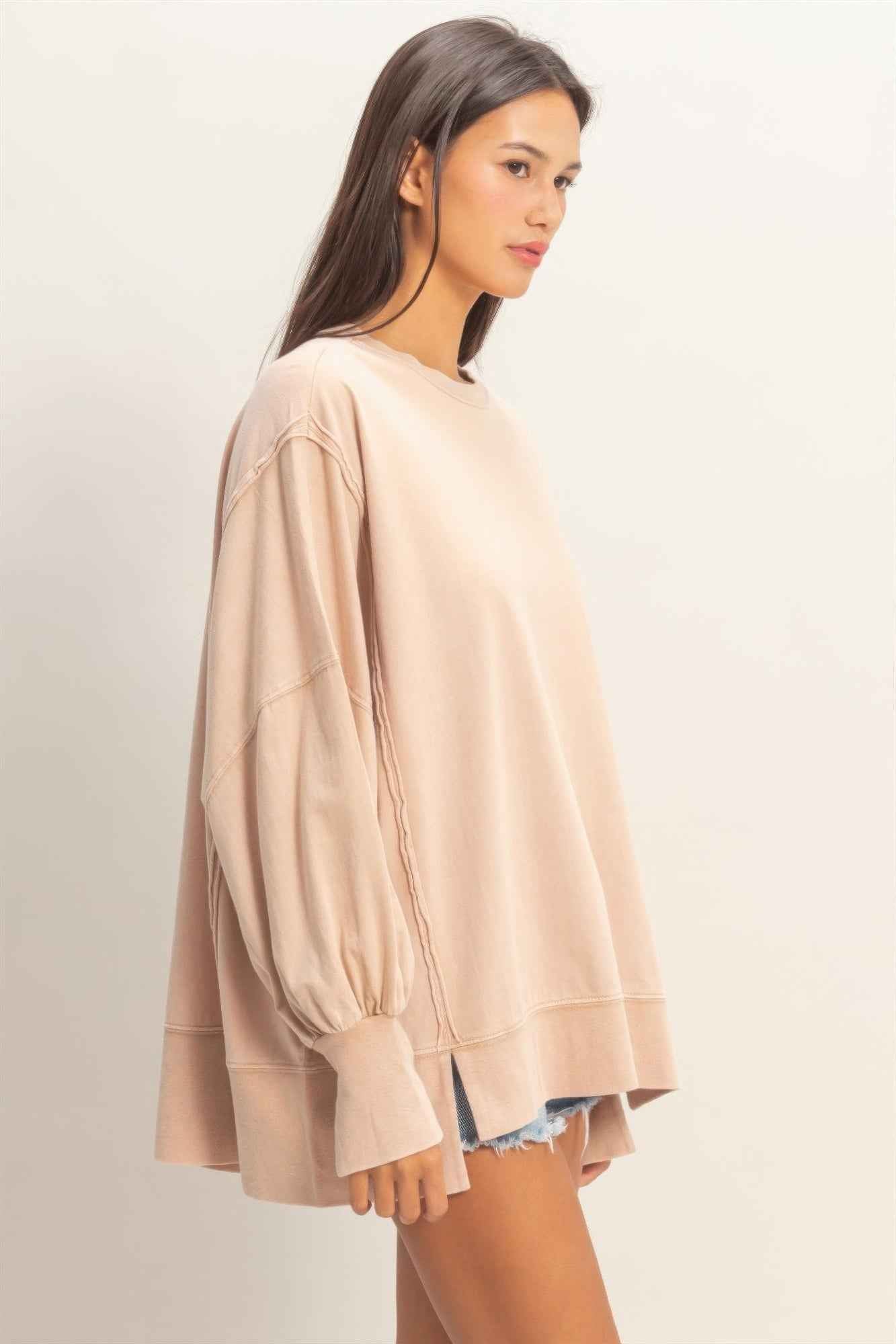 Oversized Seam Detail Long Sleeve Top