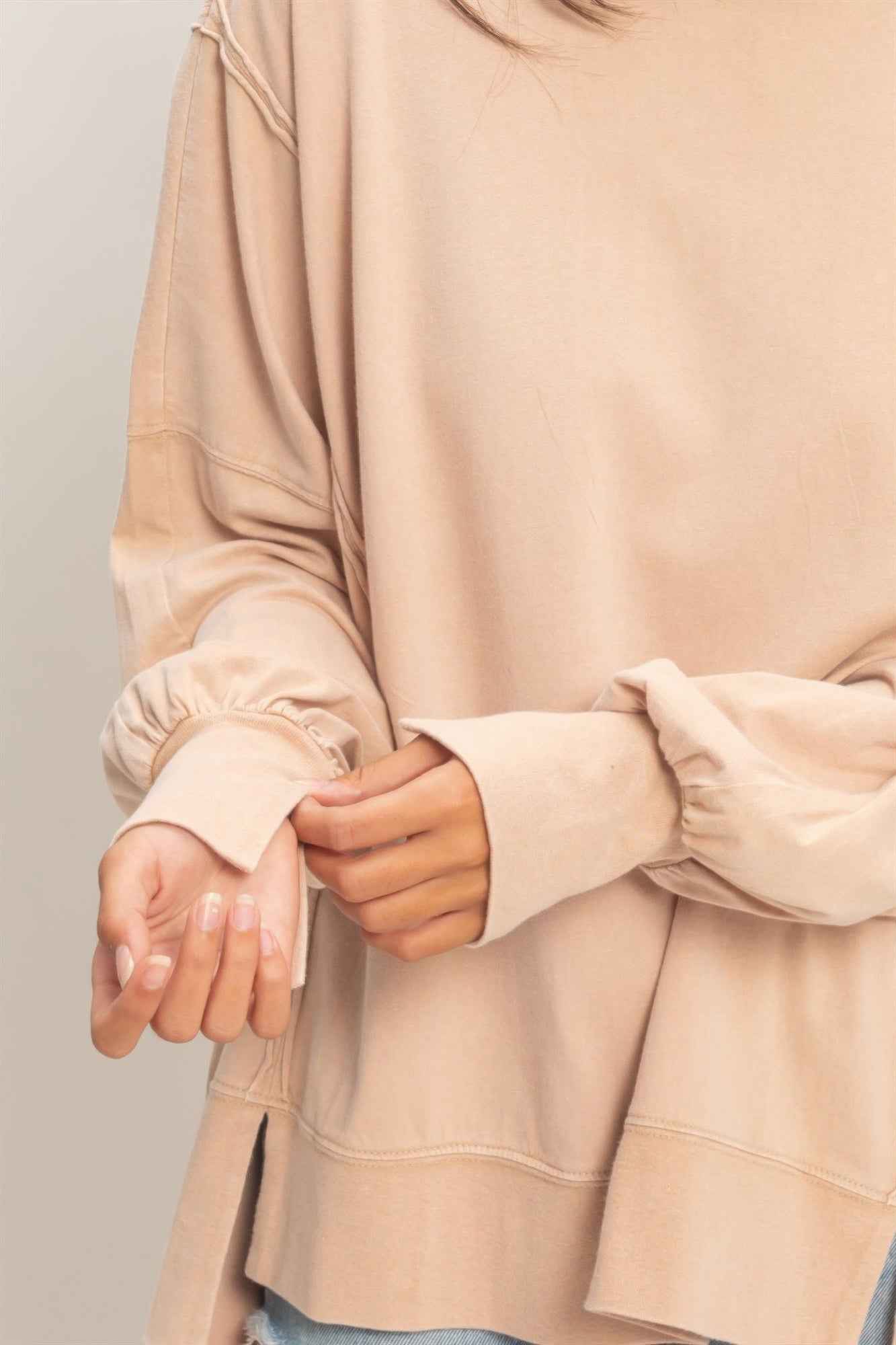 Oversized Seam Detail Long Sleeve Top