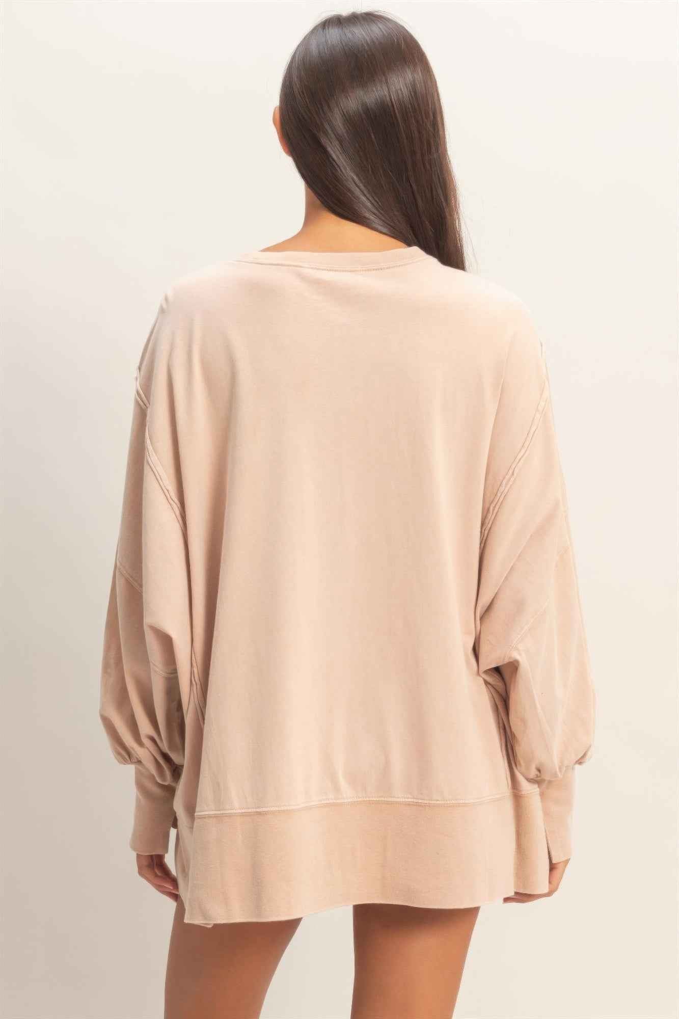 Oversized Seam Detail Long Sleeve Top