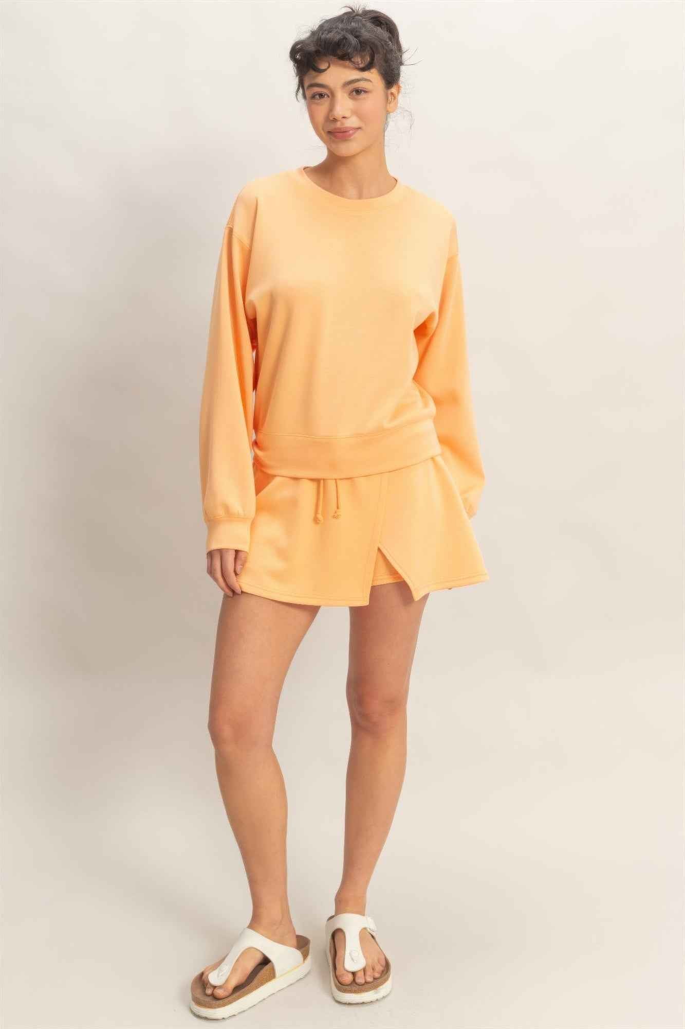Wrap Front Elastic Waist Skort