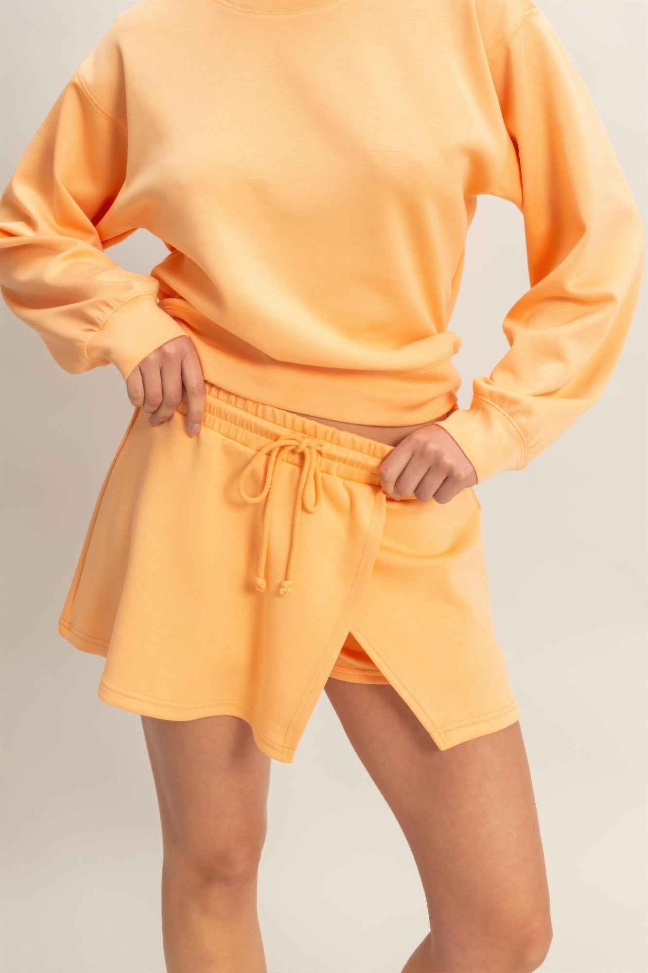 Wrap Front Elastic Waist Skort
