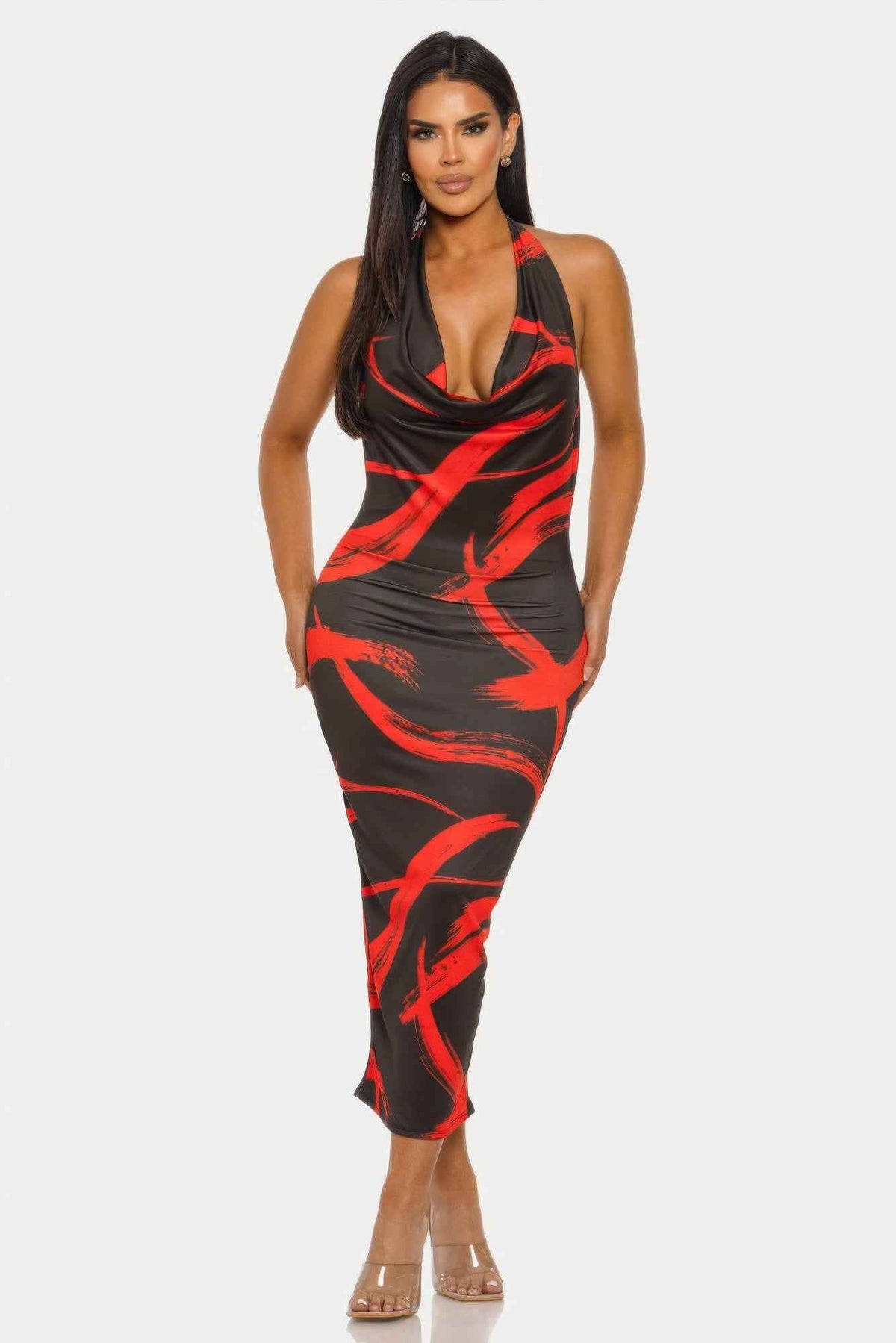 Fierce Stroke Halter Midi Dress