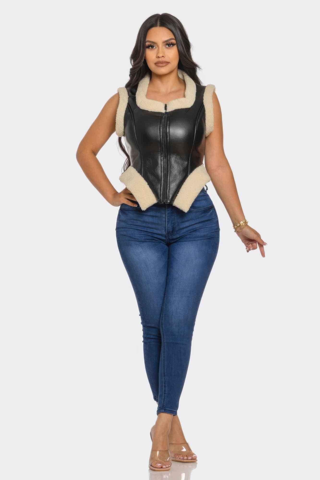 Bucle Trim Leather Vest