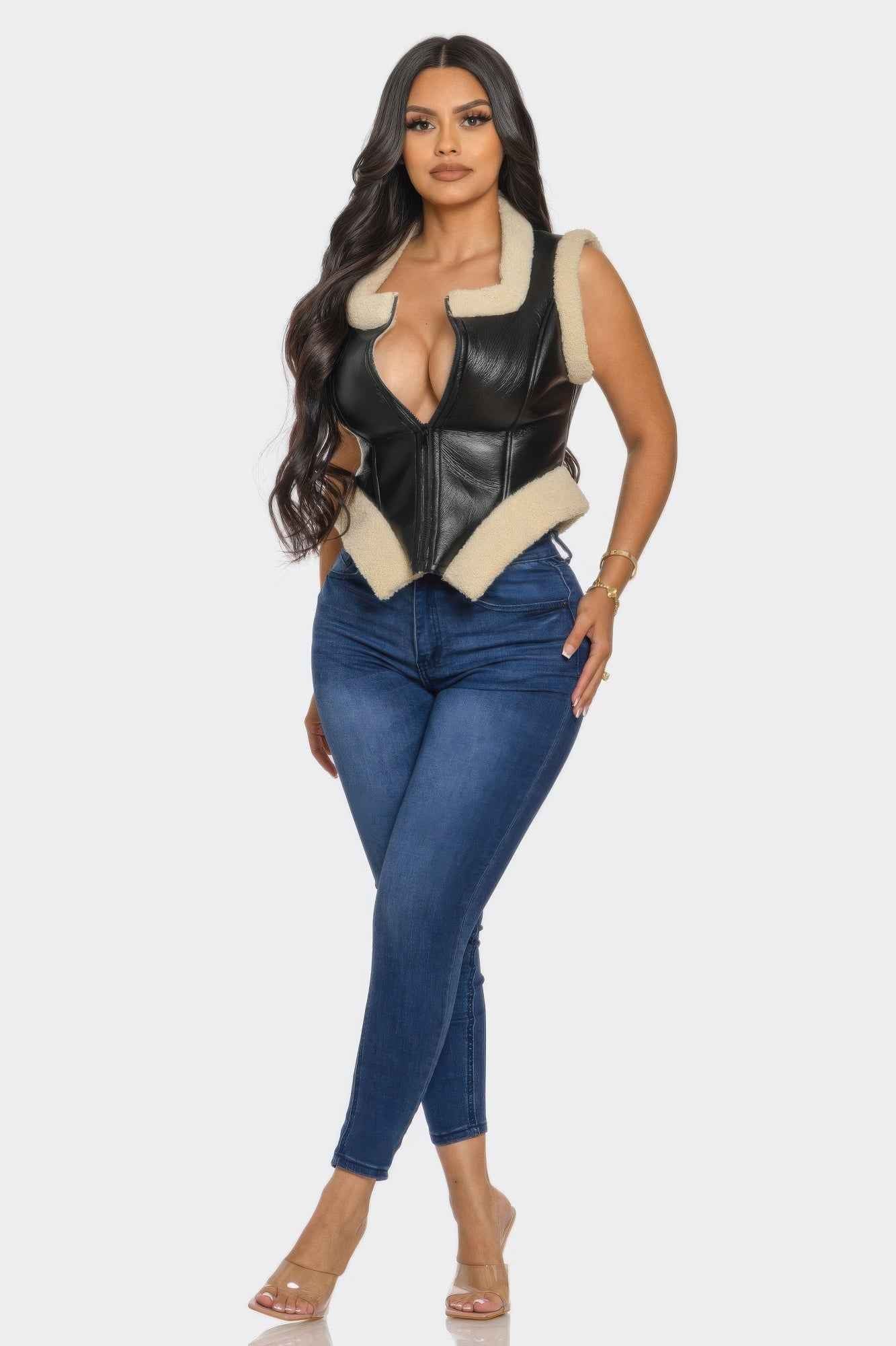 Bucle Trim Leather Vest